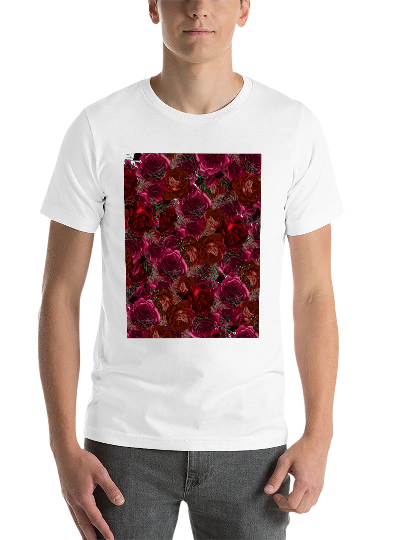 Floral Roses T-Shirt - Black - 14