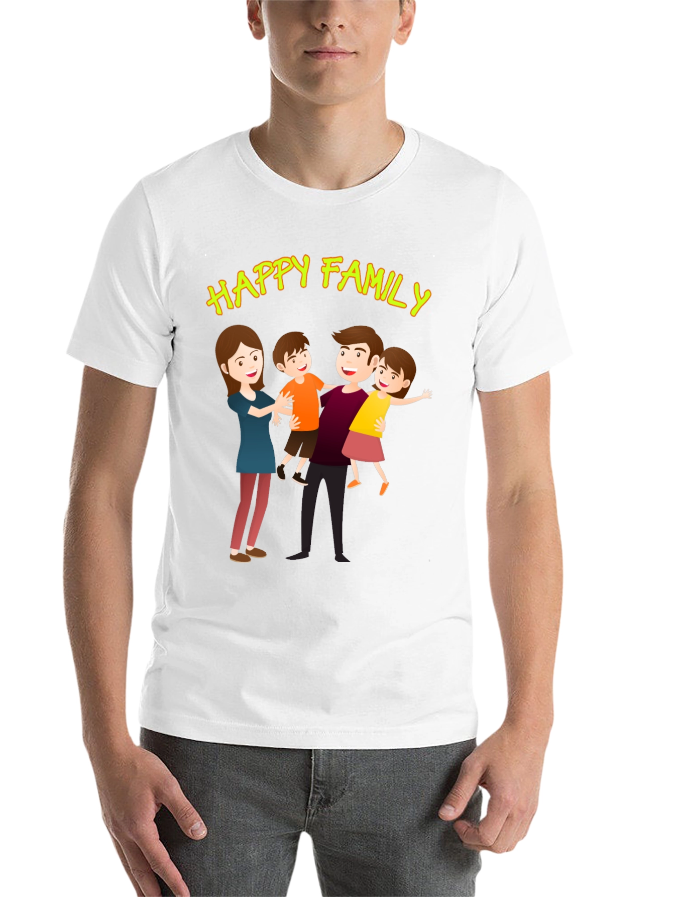 Black Happy Family Graphic Tee - Black Cotton Blend view 14