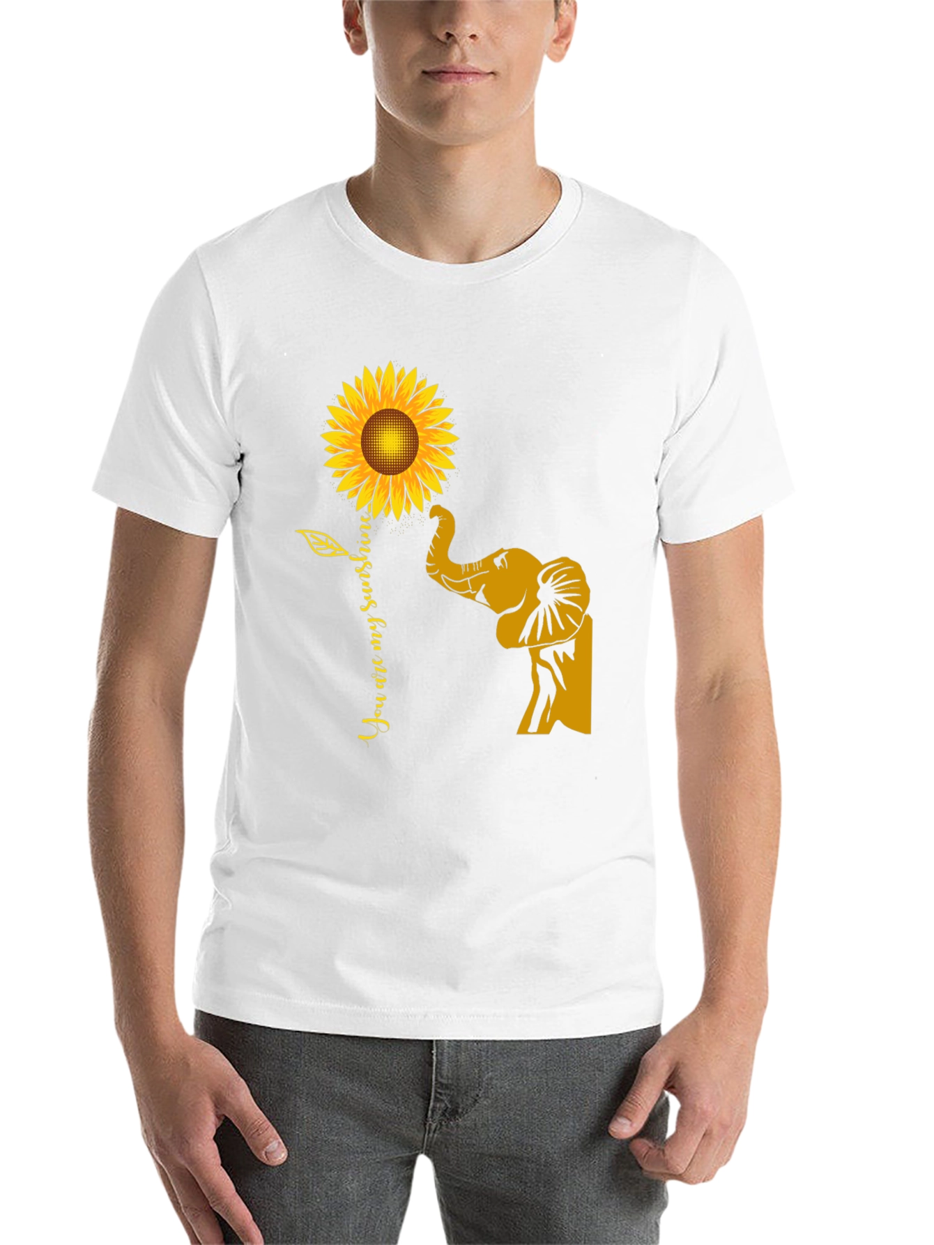 Black Elephant Sunflower Graphic Tee - You Are My Sunshine view 14