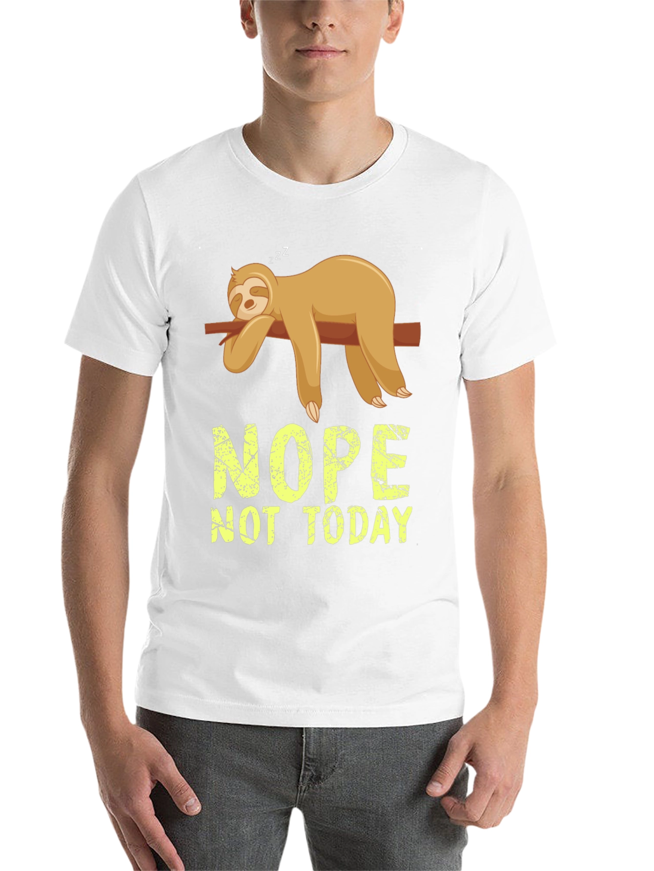 Black Nope Not Today Sloth Graphic T-Shirt view 14