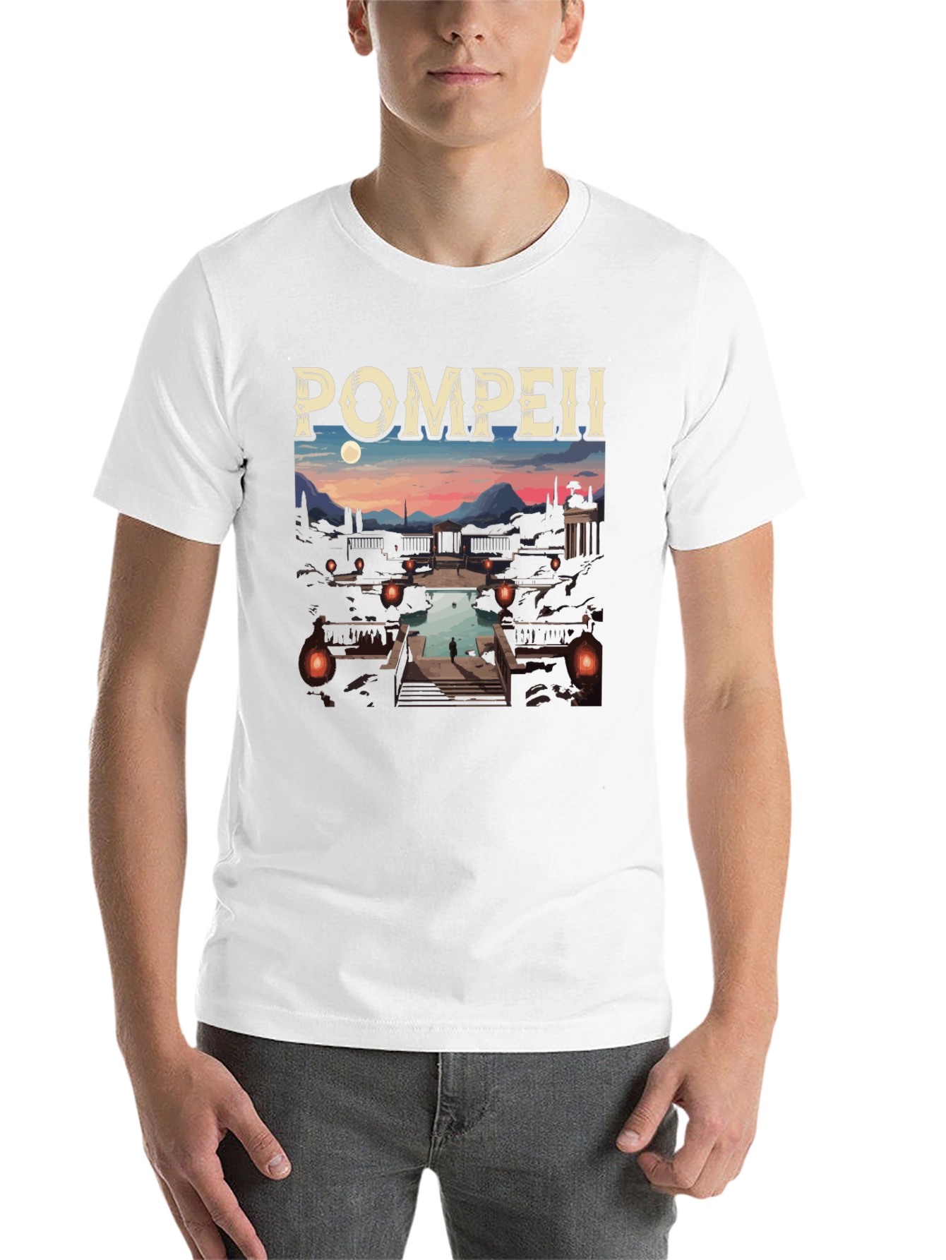 Black Pompeii Graphic Tee - Cityscape Black T-Shirt view 14