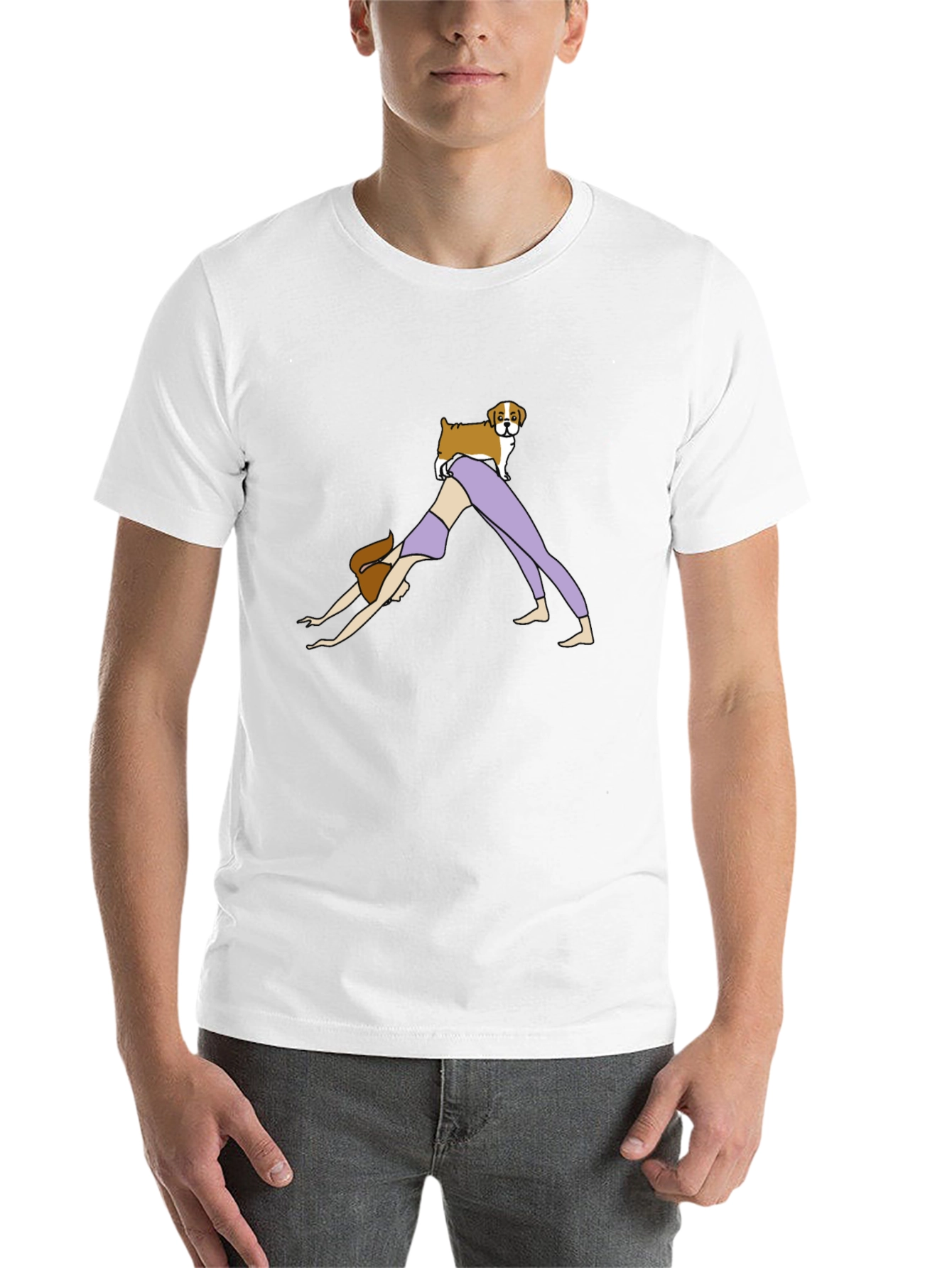Black Yoga Dog T-Shirt - Unisex Graphic Tee view 14