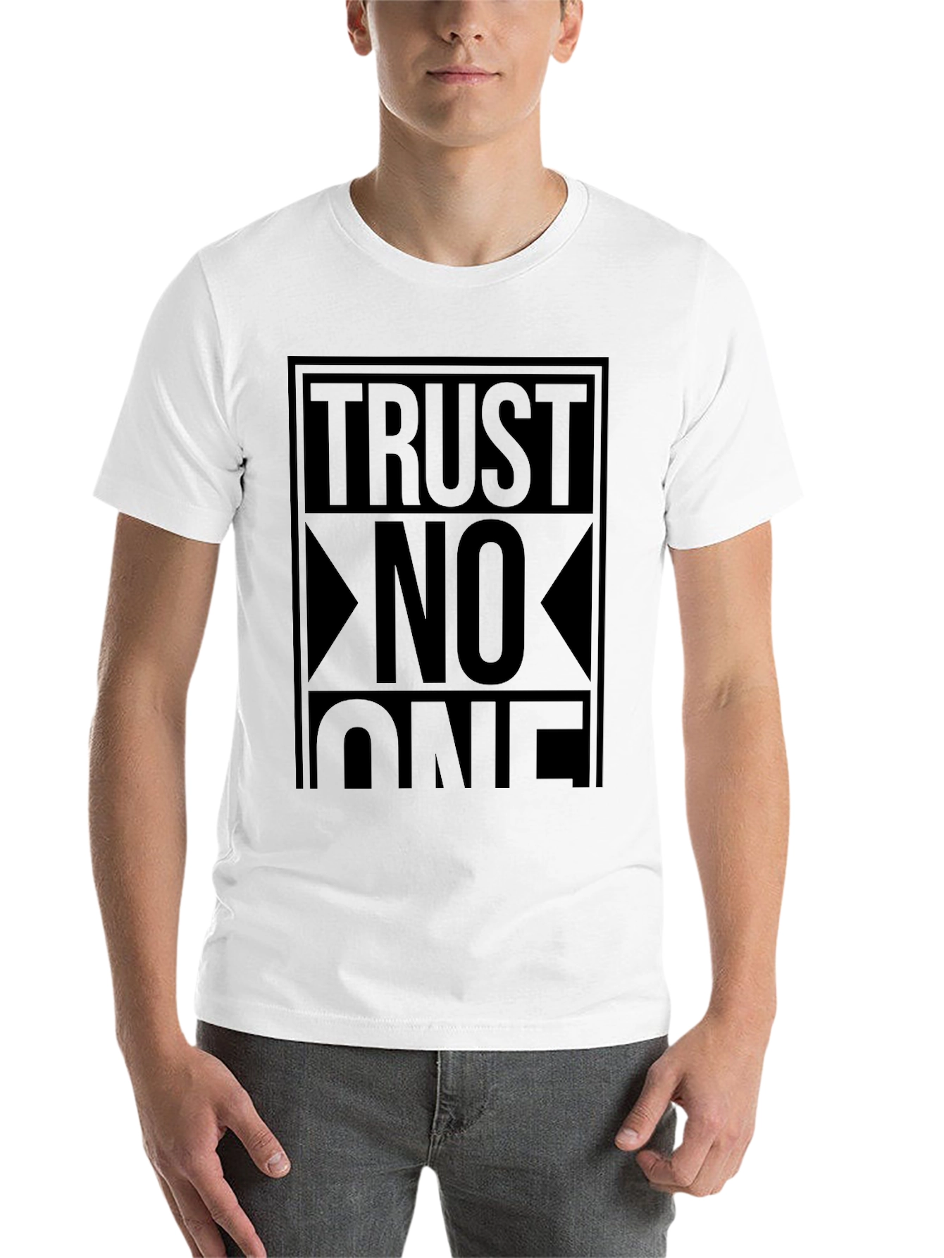Black Trust No One Graphic Print Black T-Shirt view 14