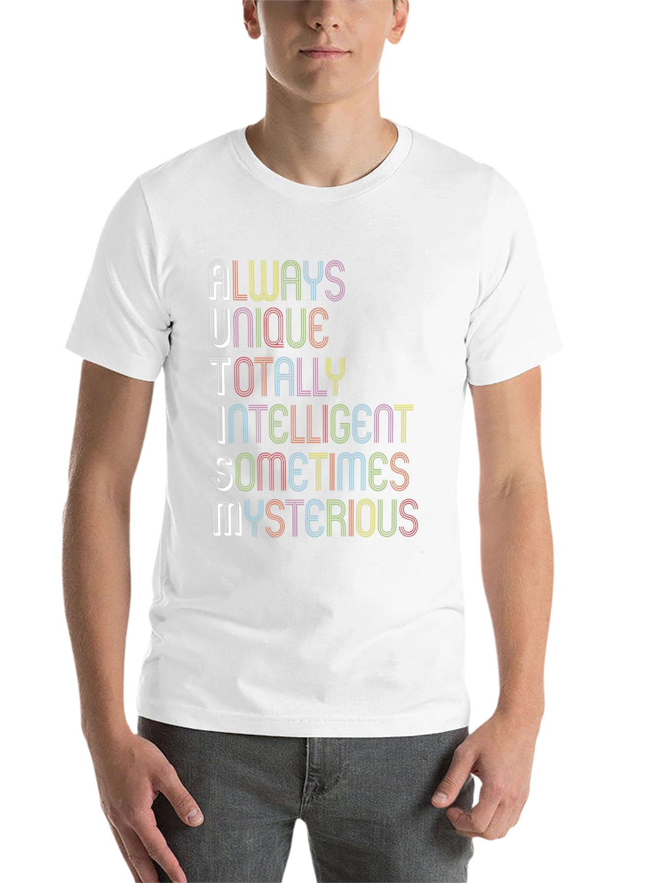 Autism Acceptance Tee: Unique, Intelligent, Mysterious  - 14