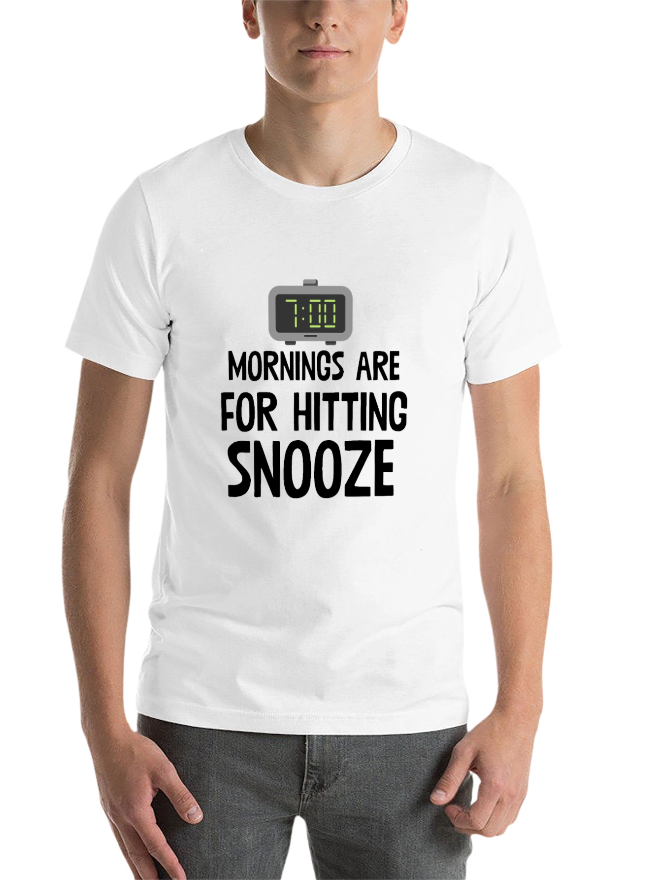Black Funny Snooze T-Shirt: Morning Humor Tee view 14