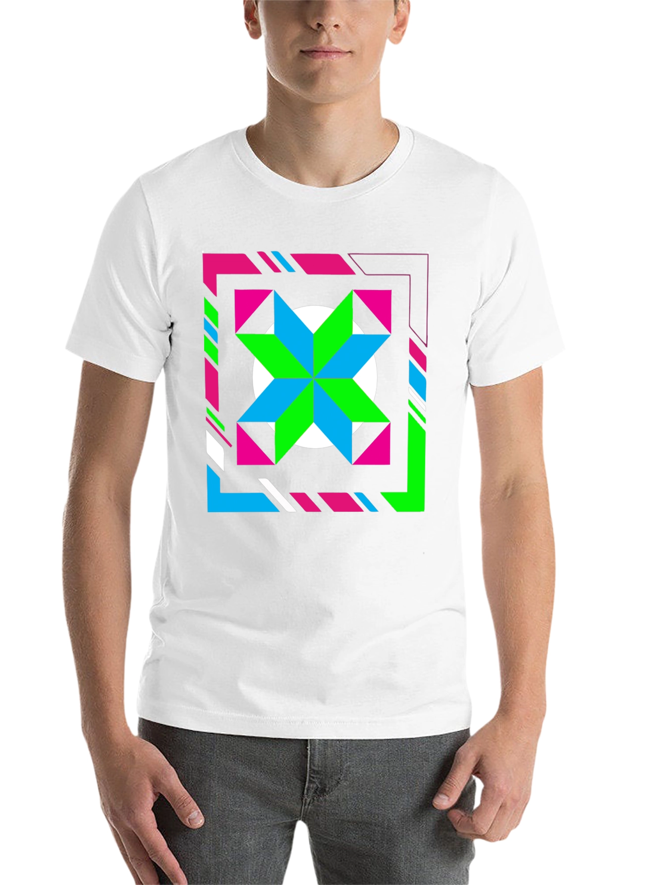 Black Retro Geometric Star Graphic Tee - Black view 14