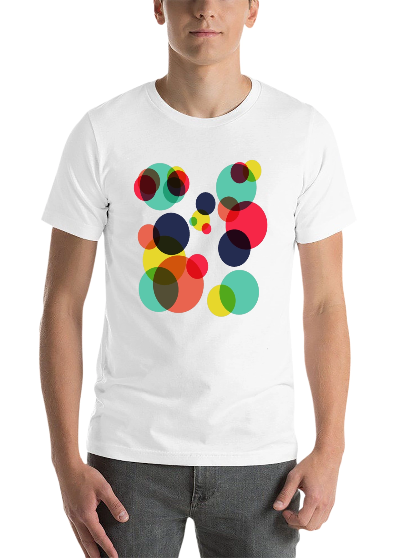 Black Abstract Circle Pattern Black T-Shirt view 14