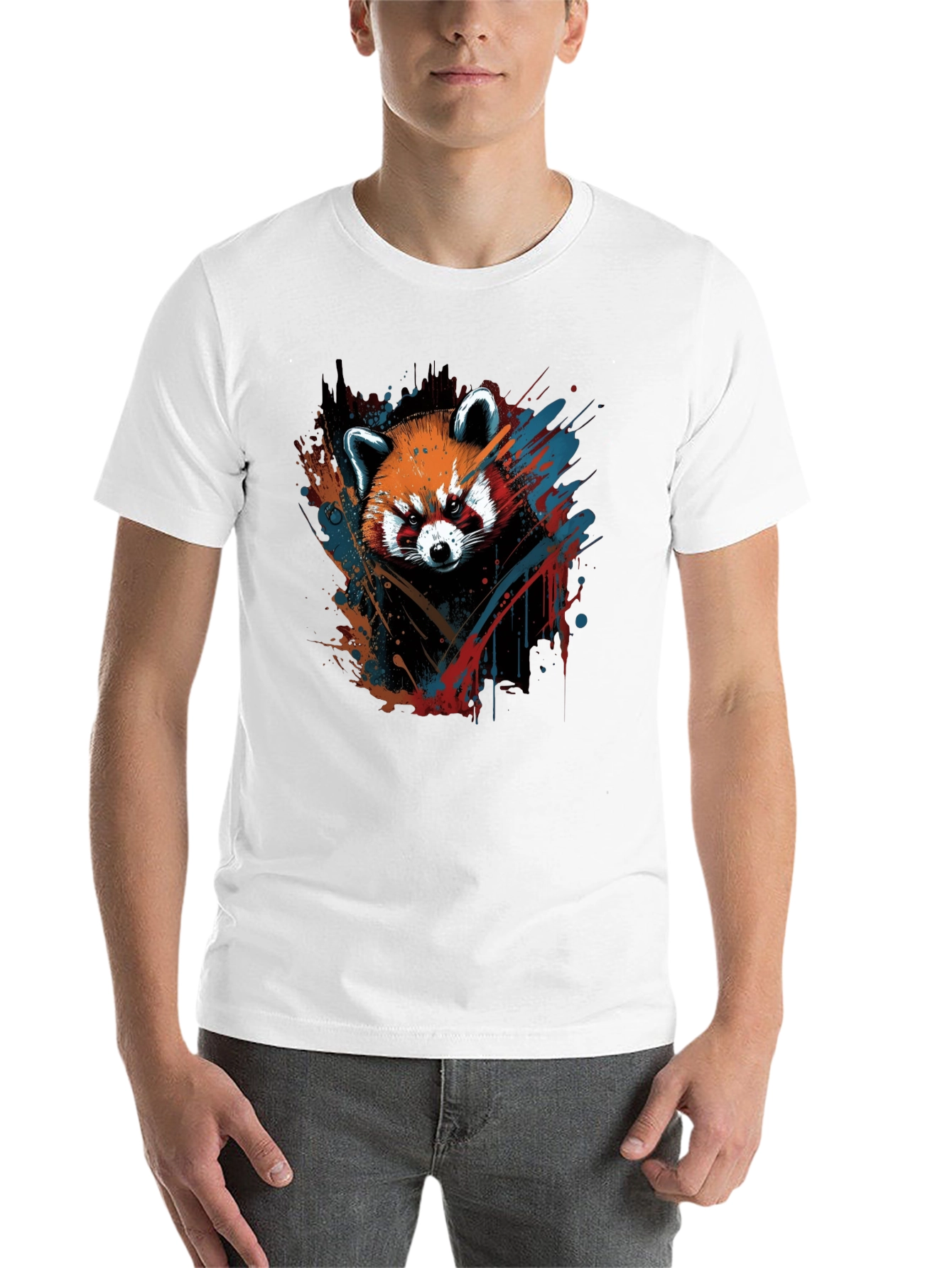Black Red Panda Graphic Tee - Men's Black T-Shirt view 14