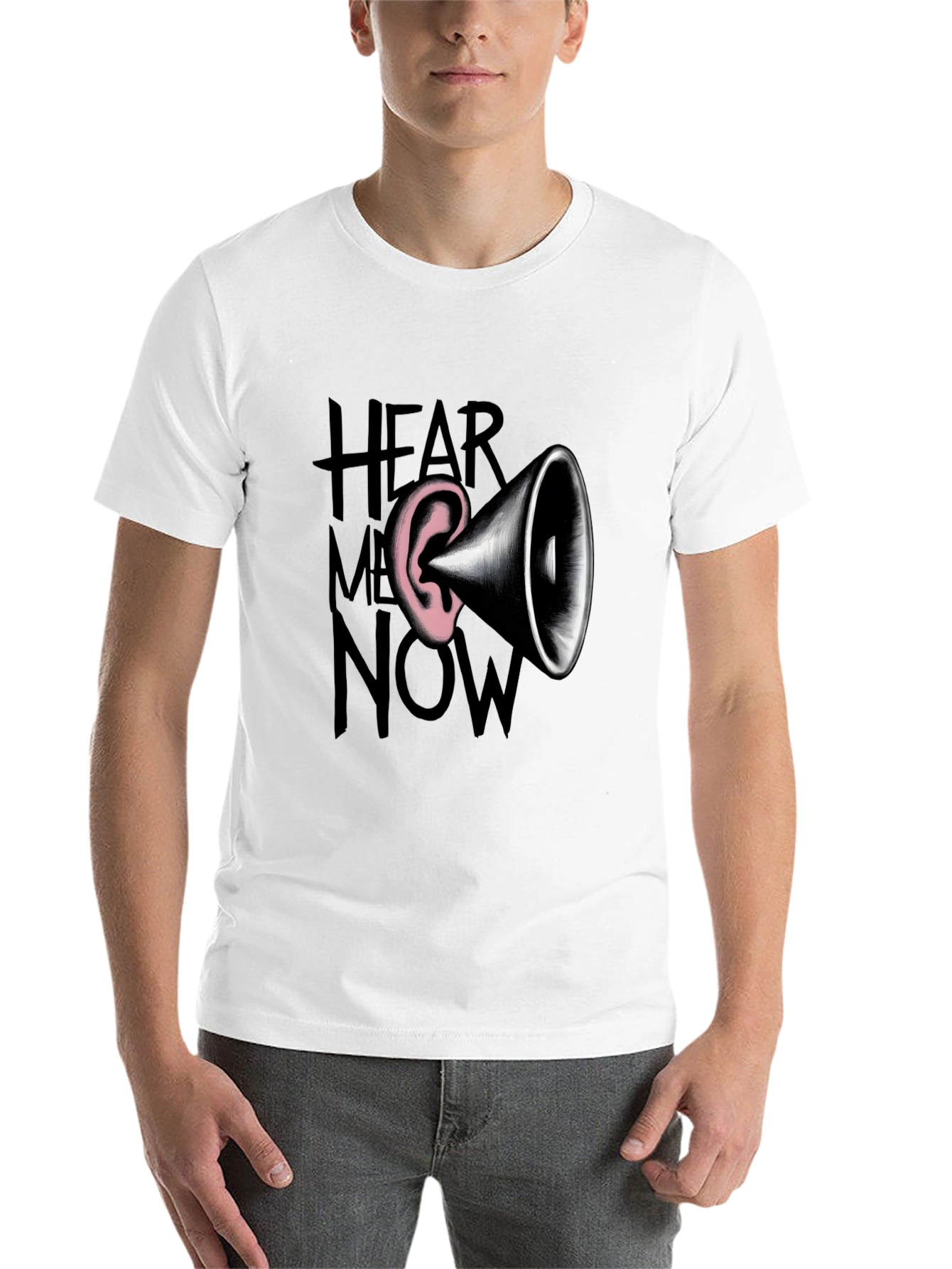 Black Hear Me Now Graphic Tee - Bold Statement Shirt view 14