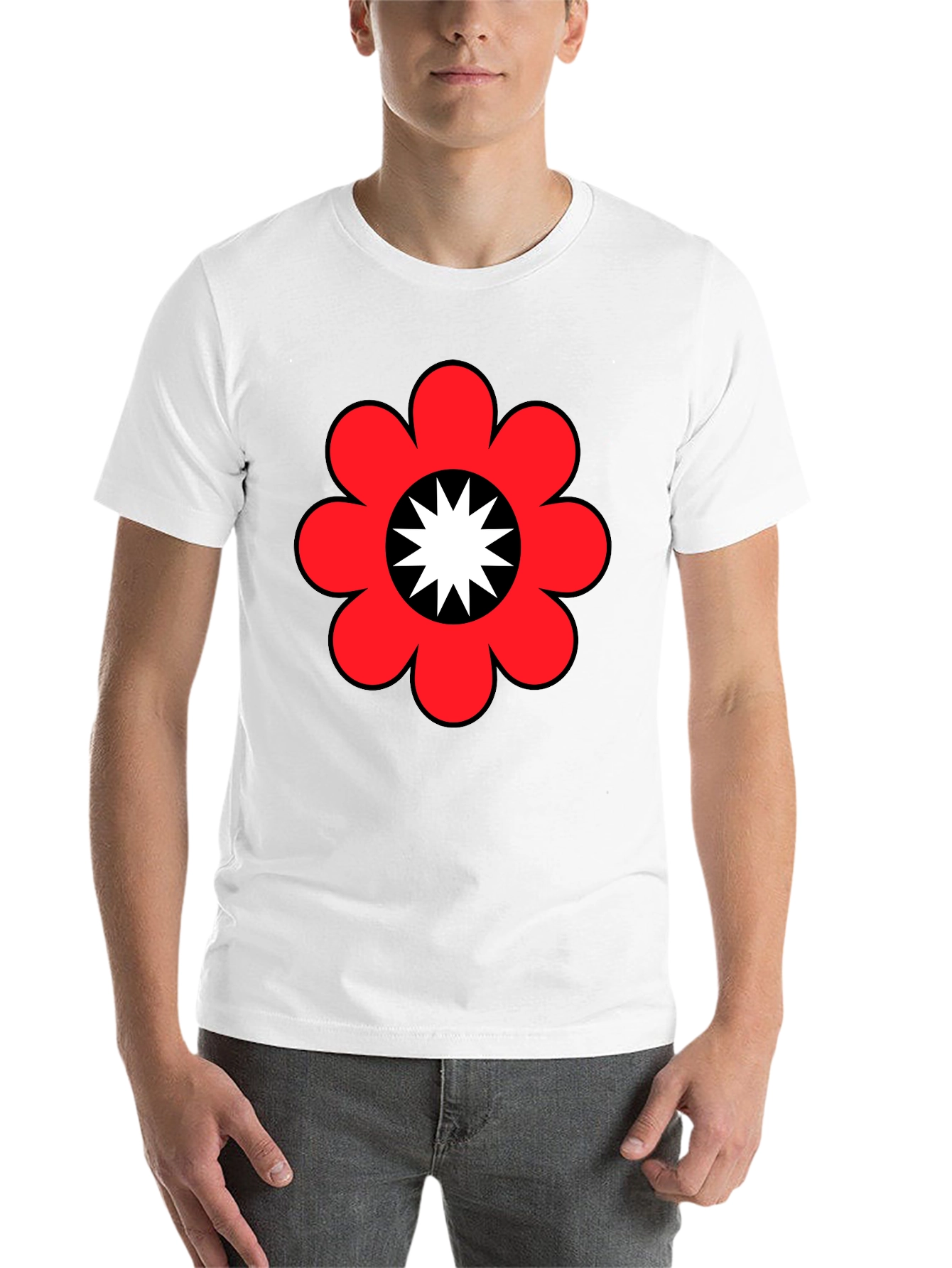 Black Retro Flower Power Graphic Tee - Black view 14