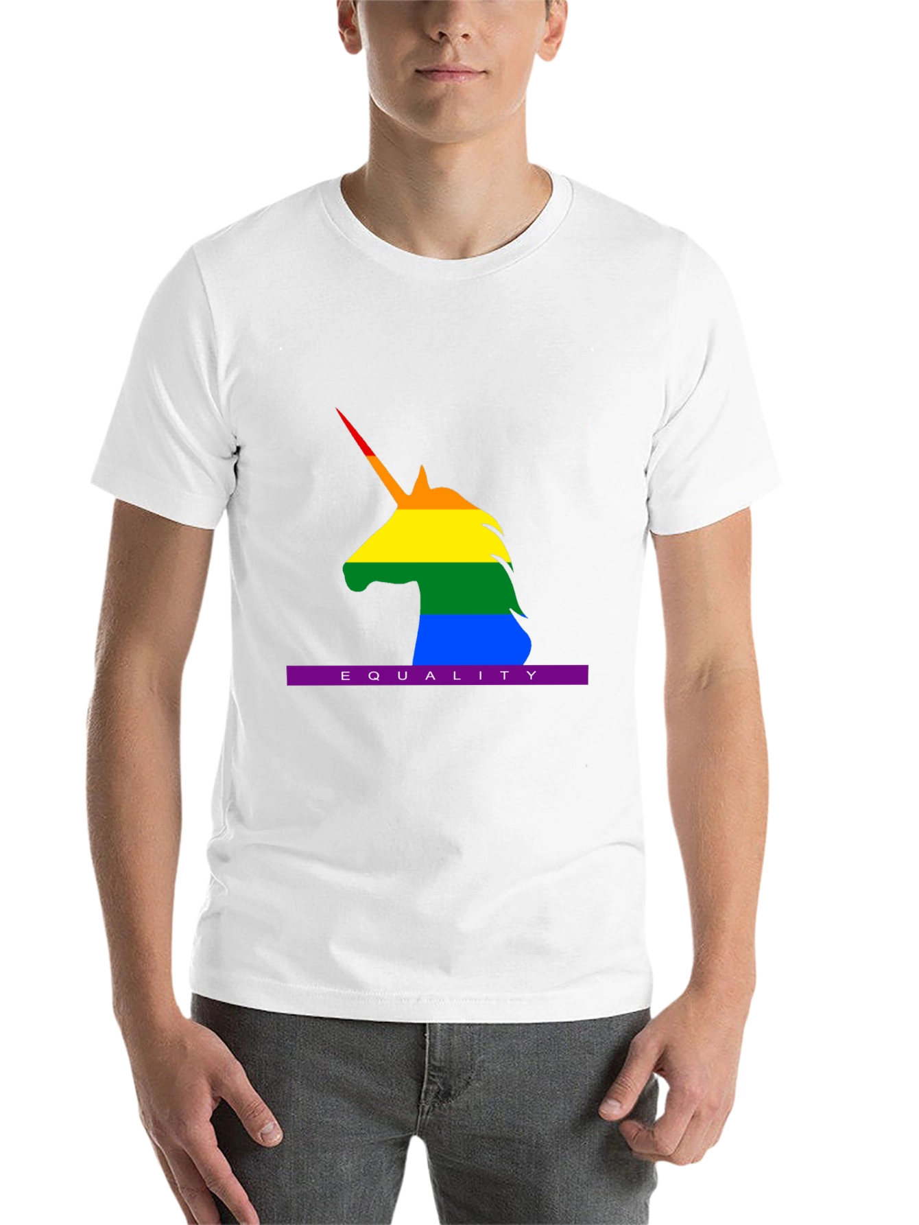 Black Equality Rainbow Unicorn T-Shirt - Pride LGBT view 14