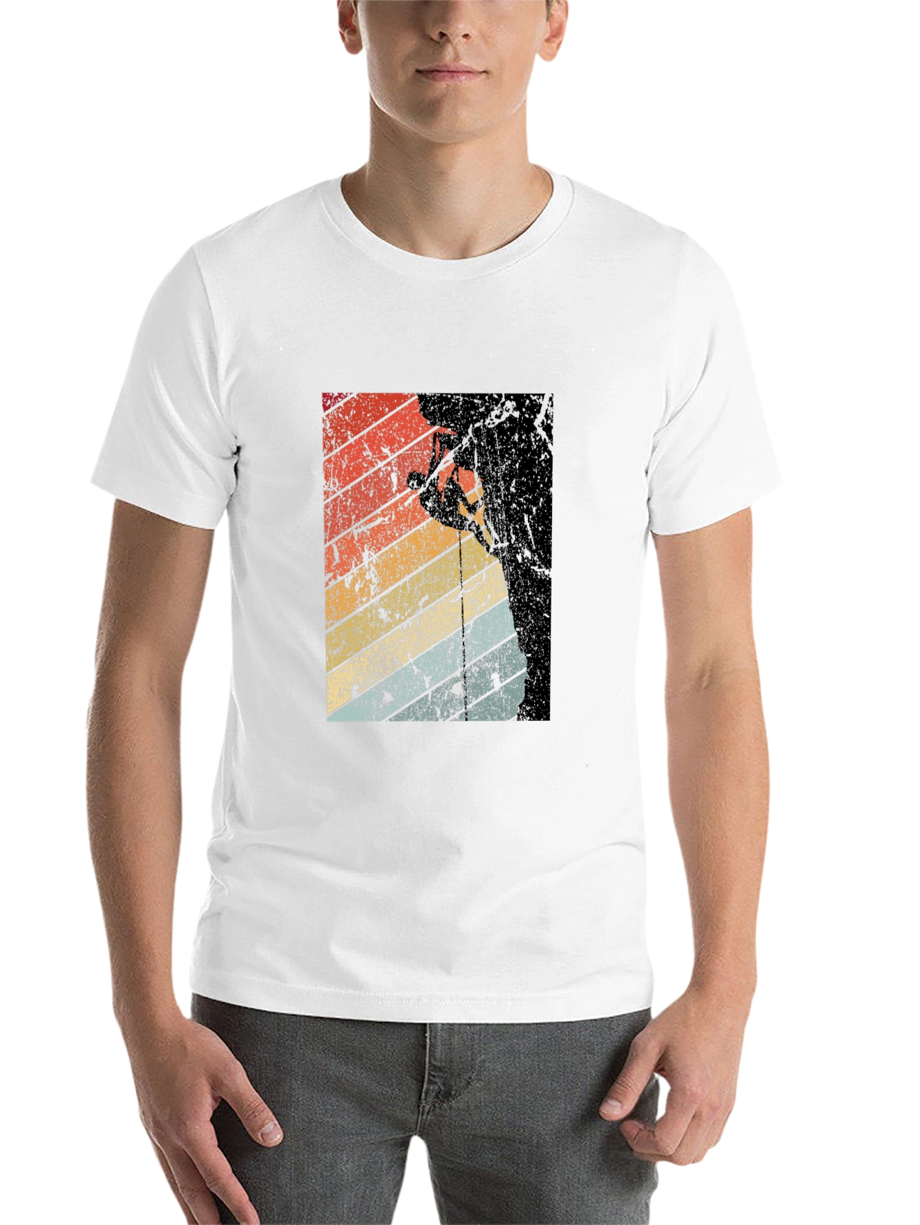 Black Retro Rock Climbing Graphic Tee - Black view 14
