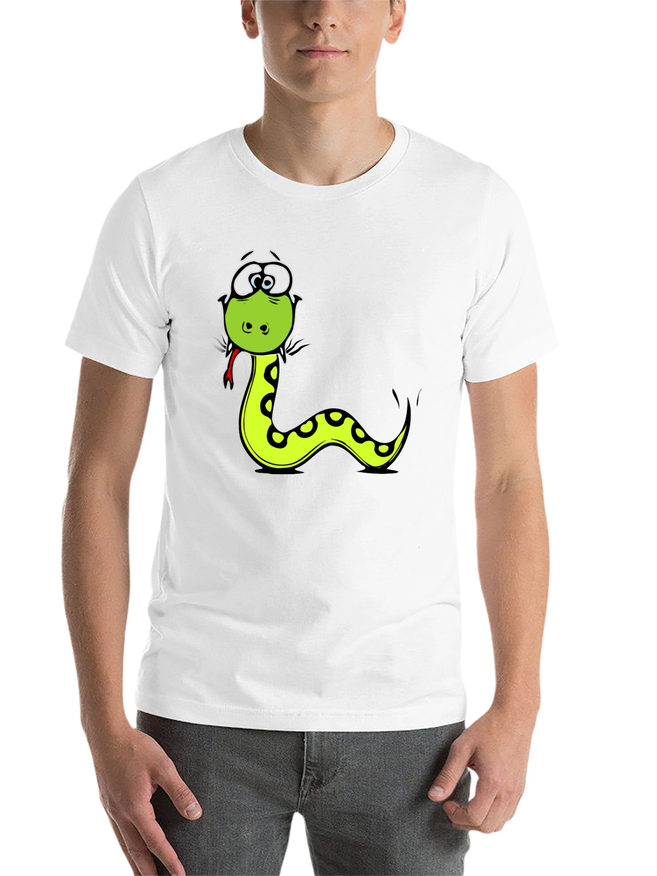 Black Funny Snake Cartoon Graphic T-Shirt view 14