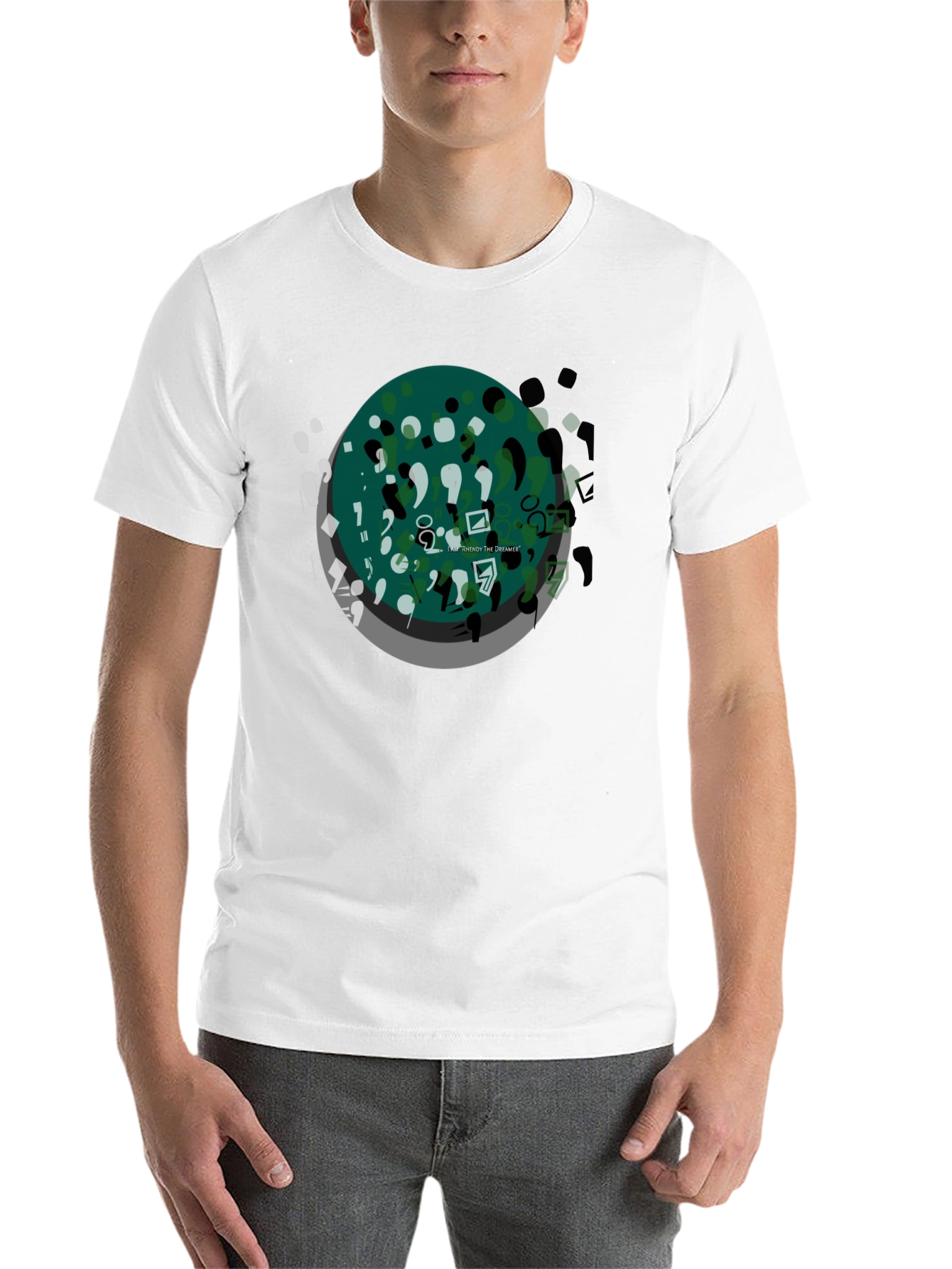 Black Abstract Art Graphic Tee - Black Casual T-Shirt view 14