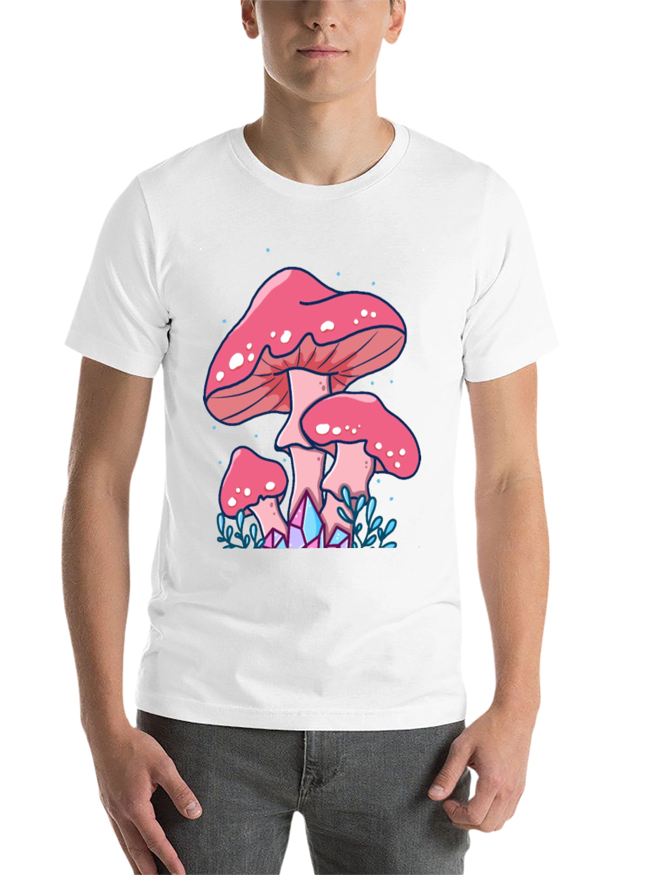 Black Mushroom Graphic Tee - Trippy Forest Design view 14