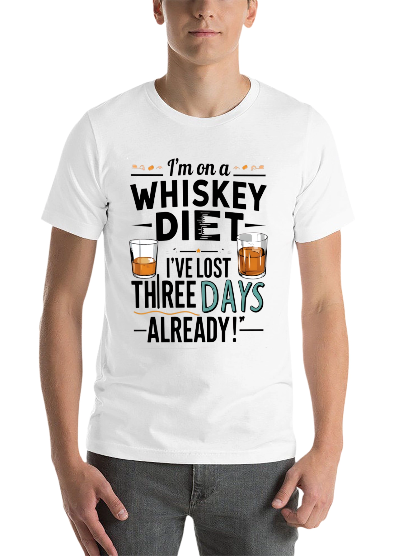 Black Whiskey Diet Funny Graphic T-Shirt view 14