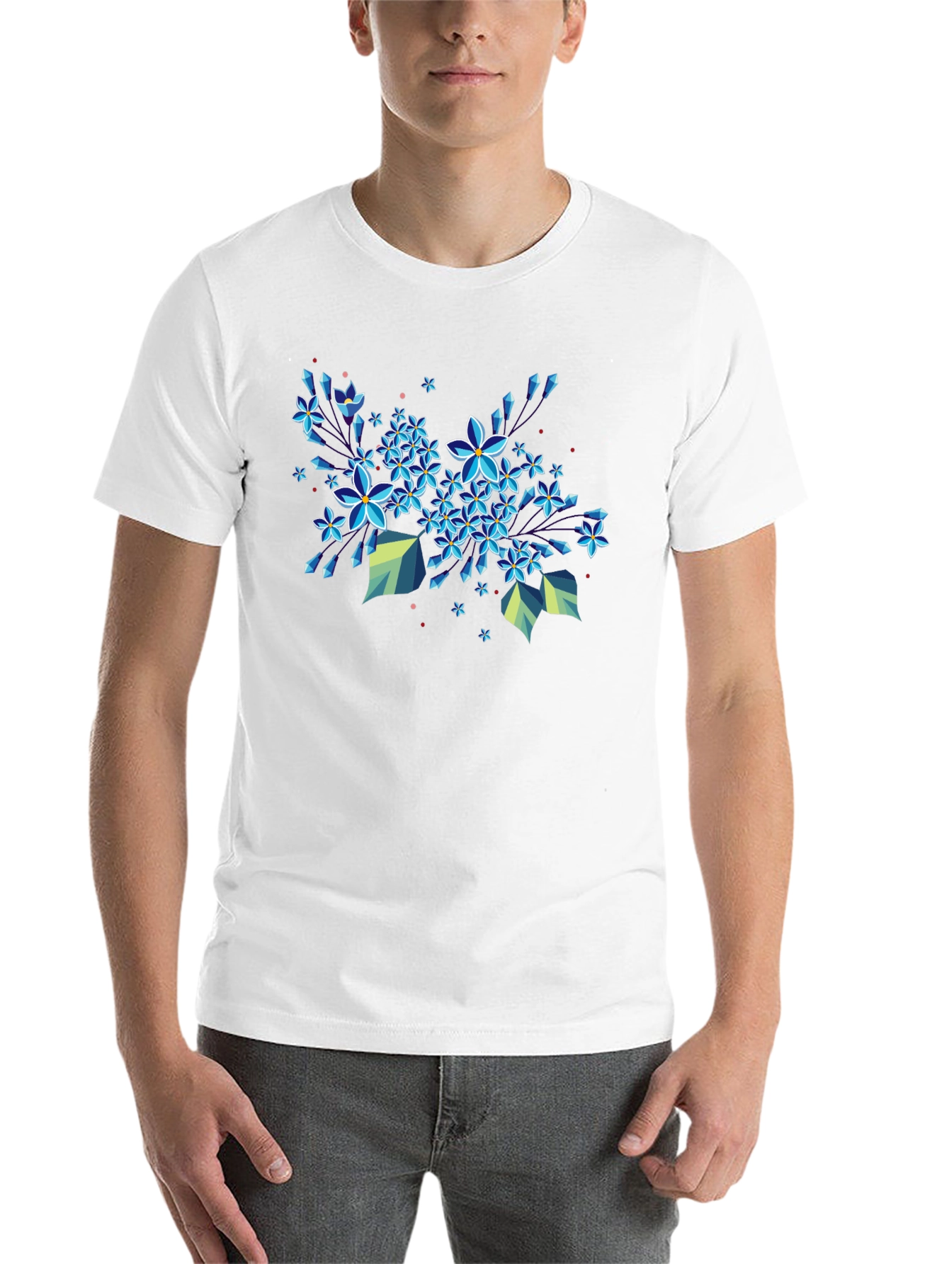 Black Floral Burst Graphic Tee - Modern Geometric Design view 14