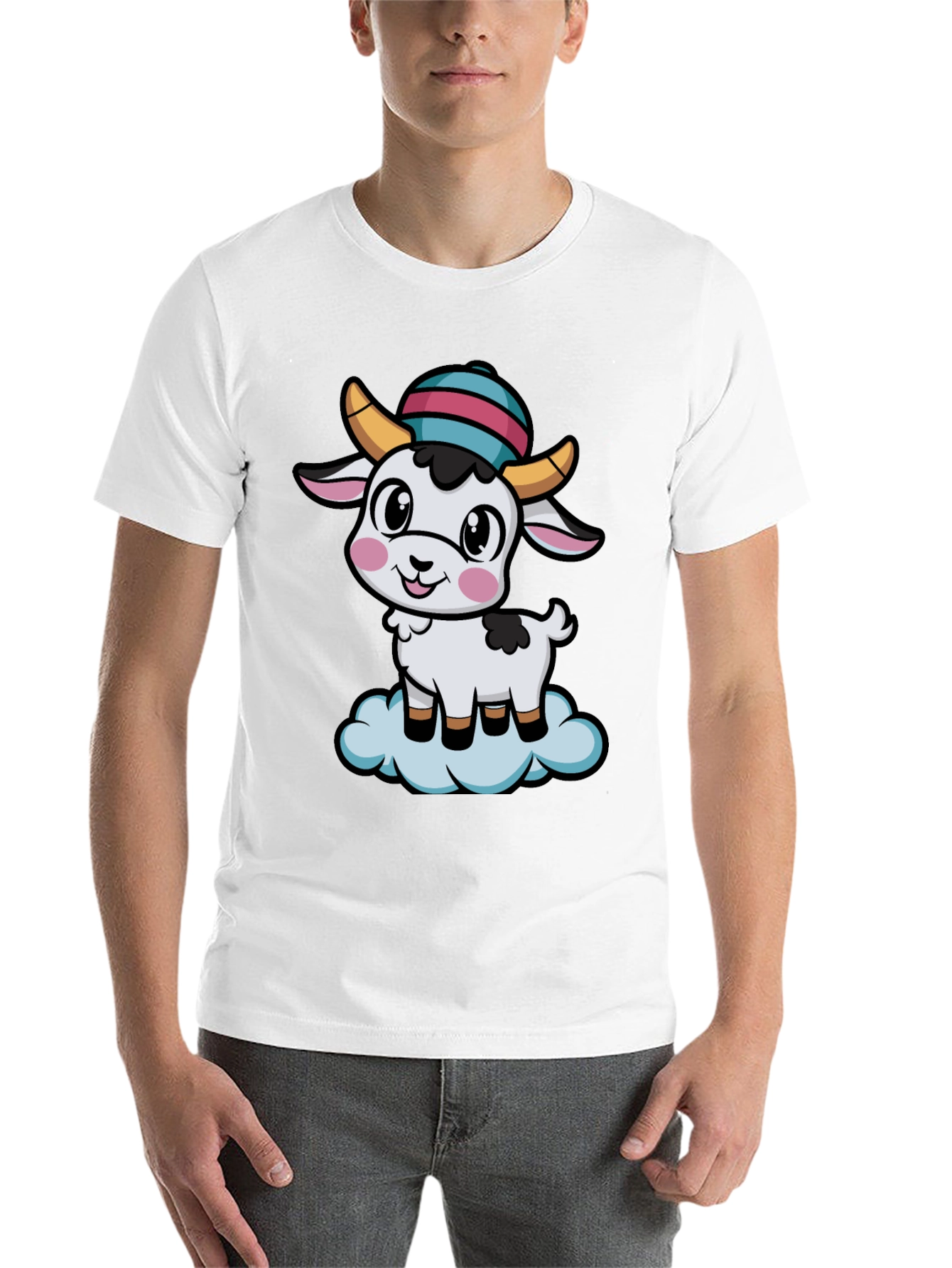 Black Cute Goat Cartoon T-Shirt view 14