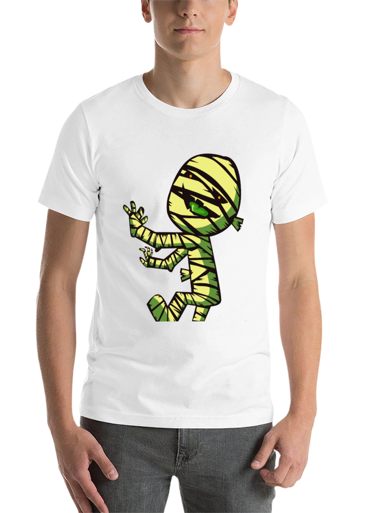 Black Cartoon Mummy Graphic T-Shirt - Spooky Fun! view 14