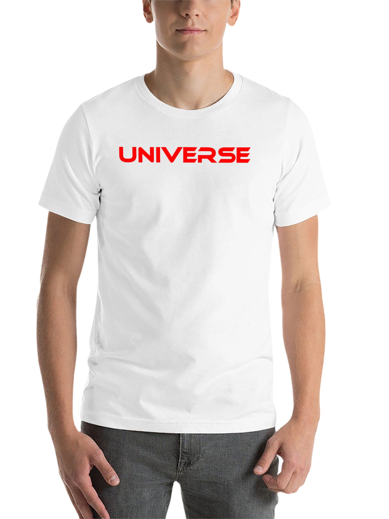 Universe Graphic T-Shirt - Bold Red Print on Black - 14