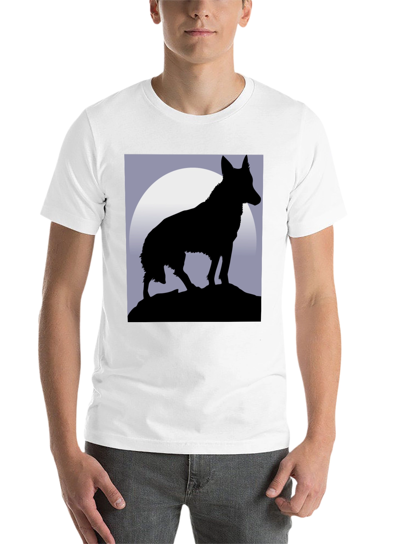 Black Wolf Silhouette Black T-Shirt view 14