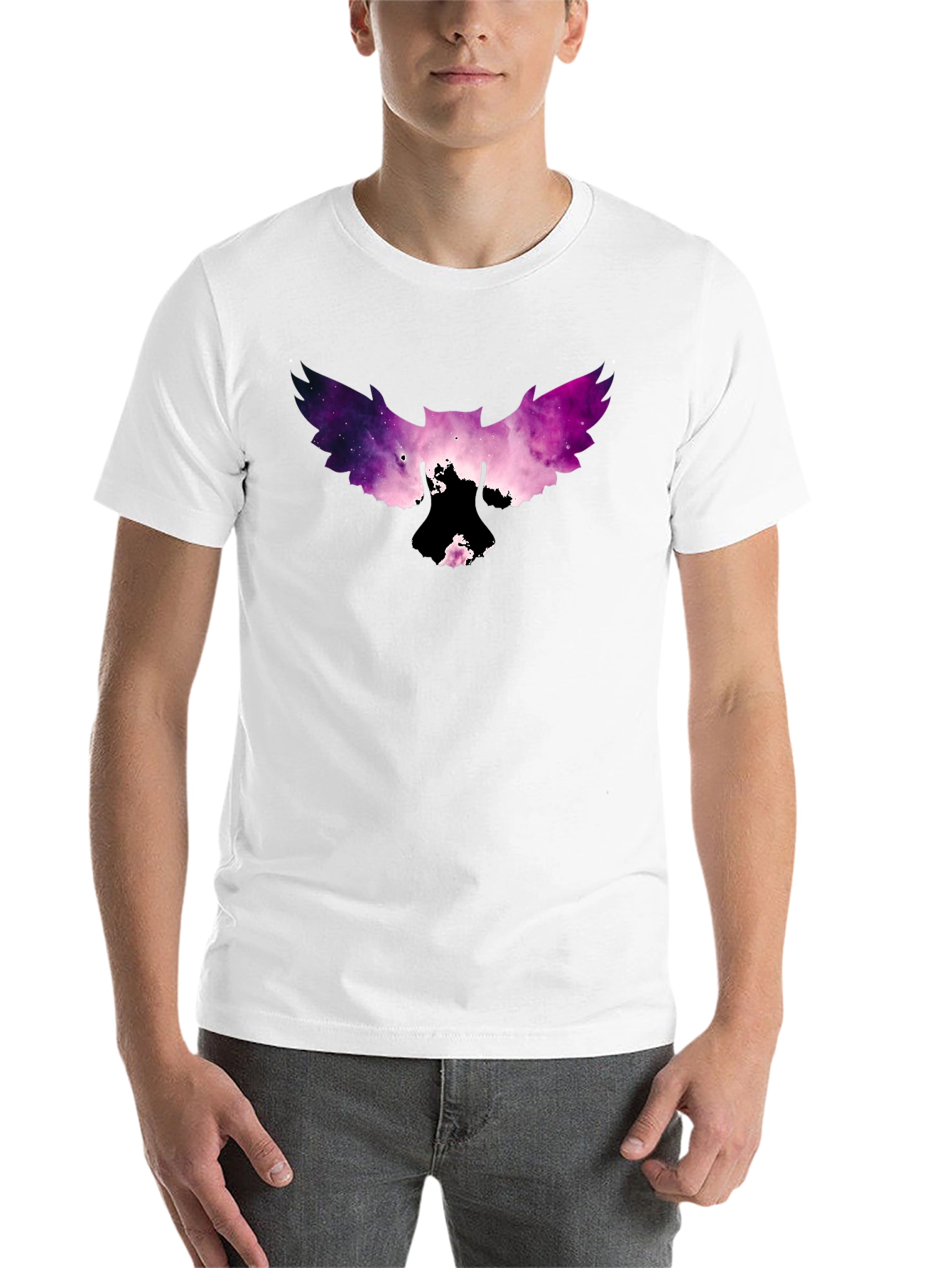 Black Galaxy Owl Graphic Tee - Men's Black T-Shirt view 14