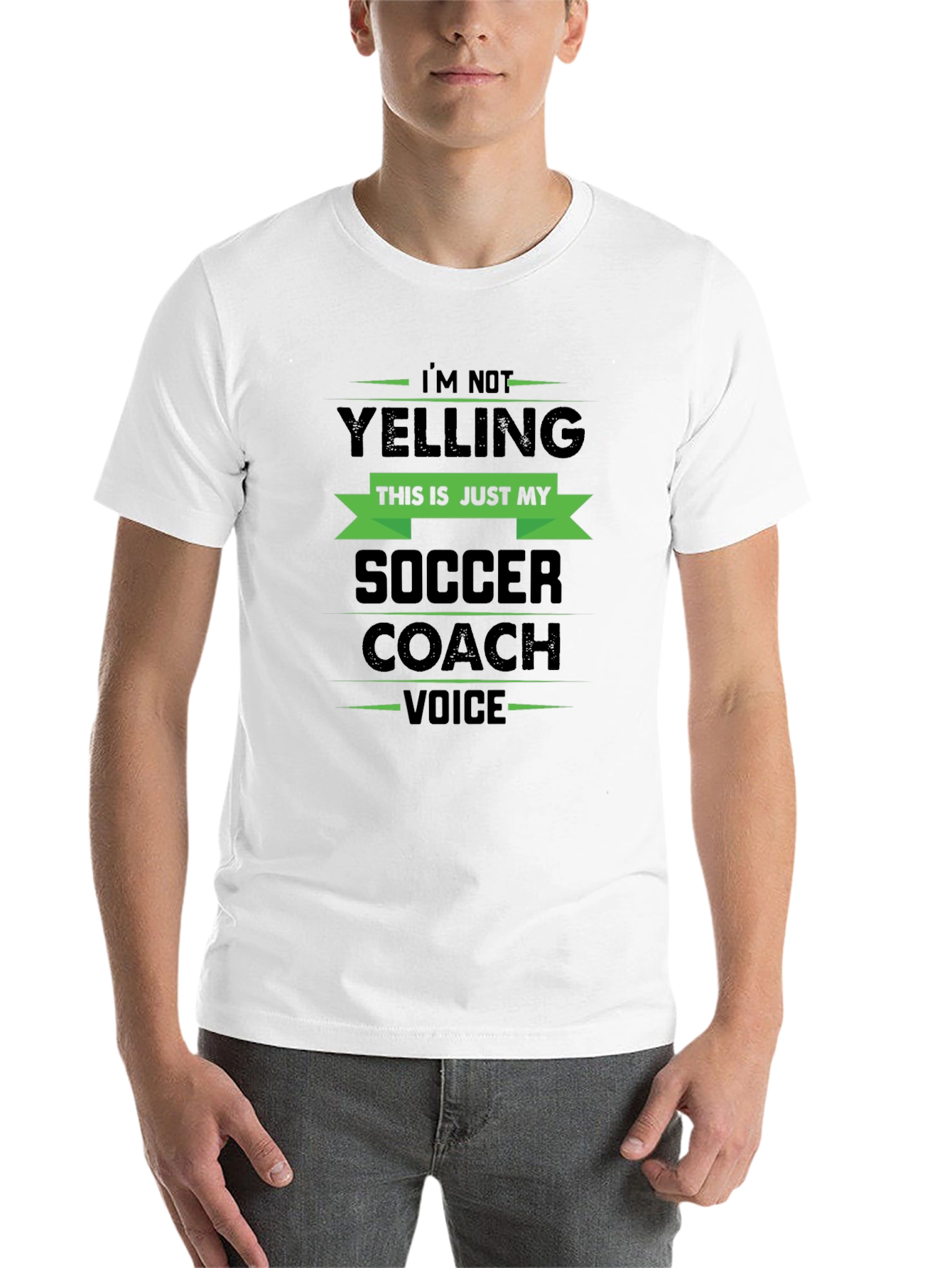 Black Funny Soccer Coach T-Shirt - 'This is Just My Voice' view 14