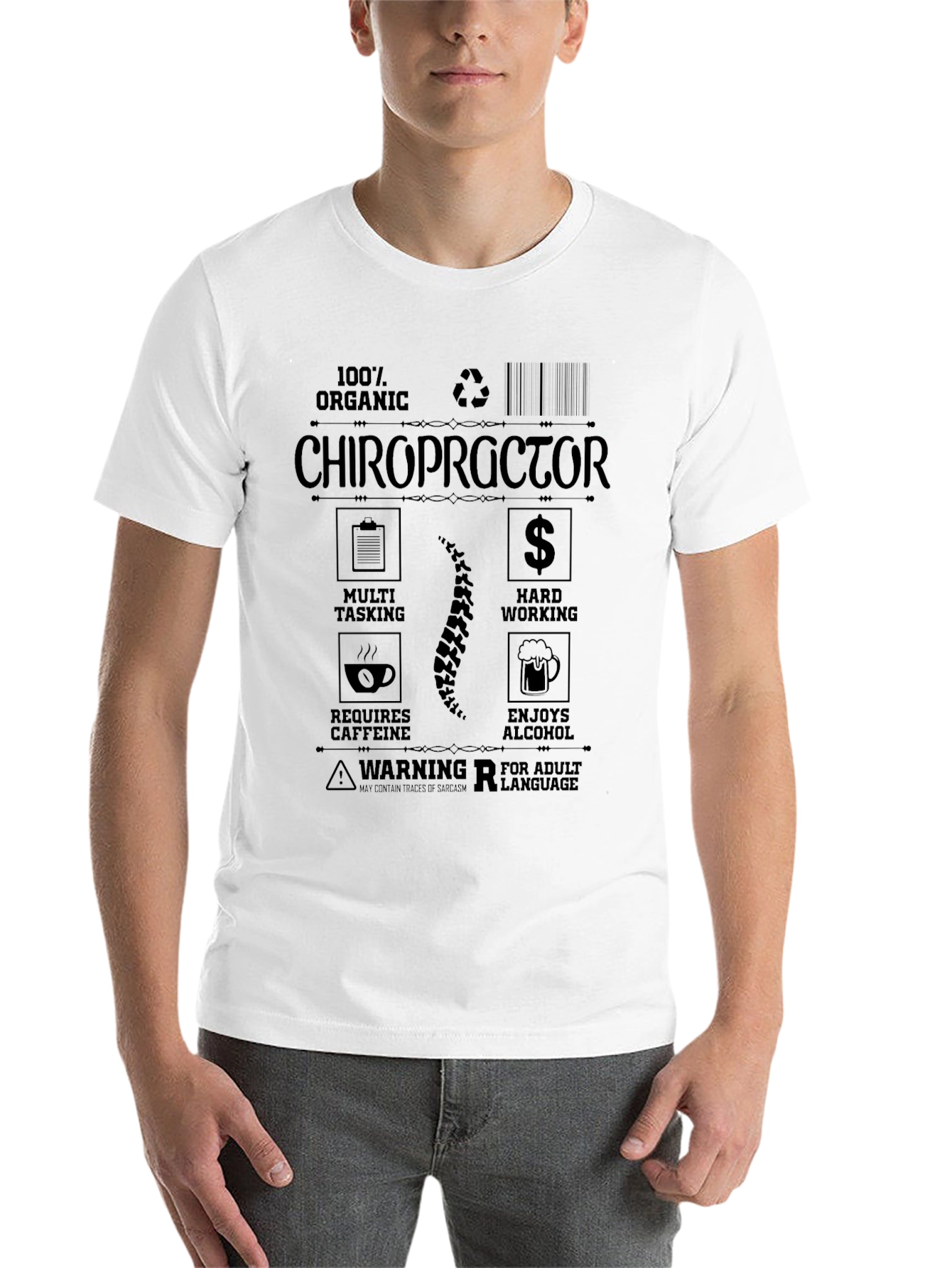Black Chiropractor T-Shirt: 100% Organic Adult Humor view 14