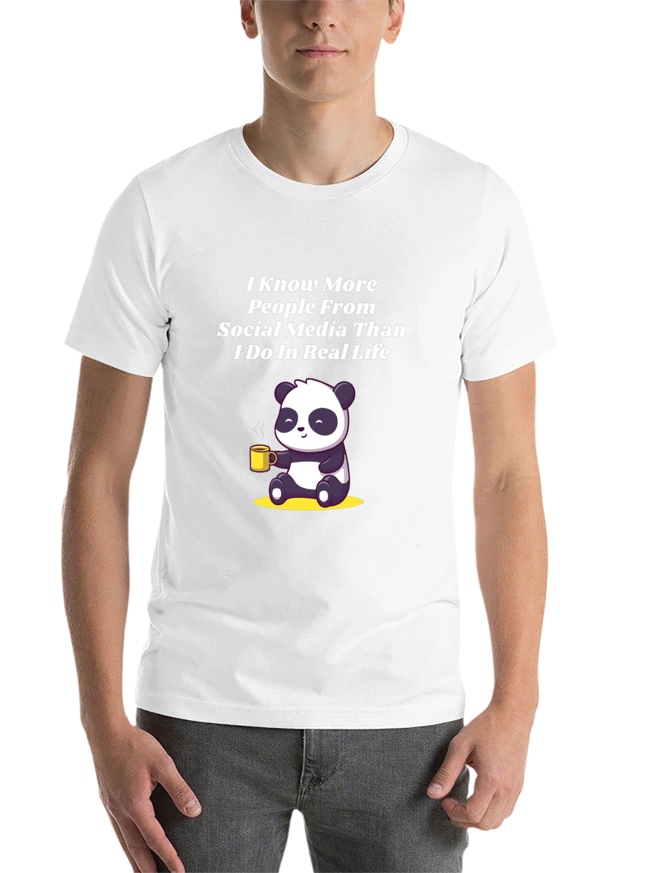 Black Social Media Panda Graphic T-Shirt view 14