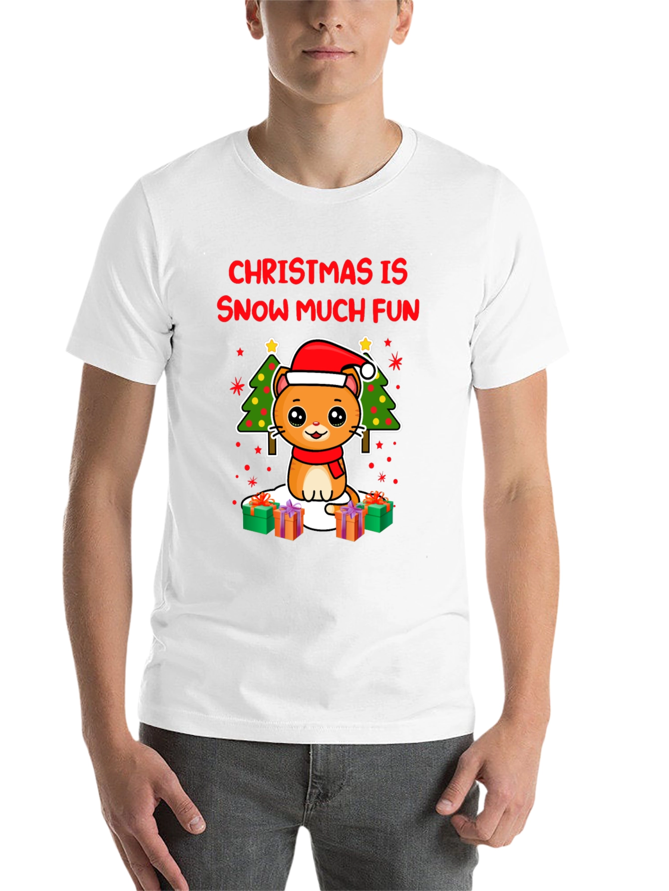 Black Christmas Cat T-Shirt - Snow Much Fun! view 14