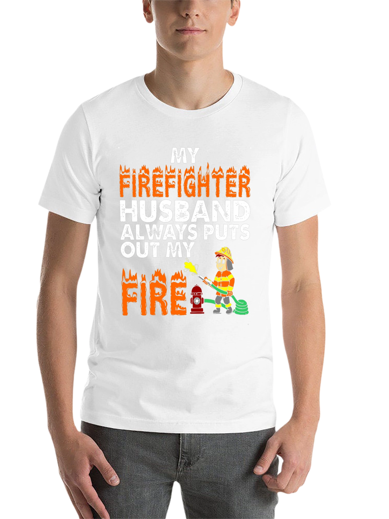 Black Firefighter Husband Graphic Tee view 14