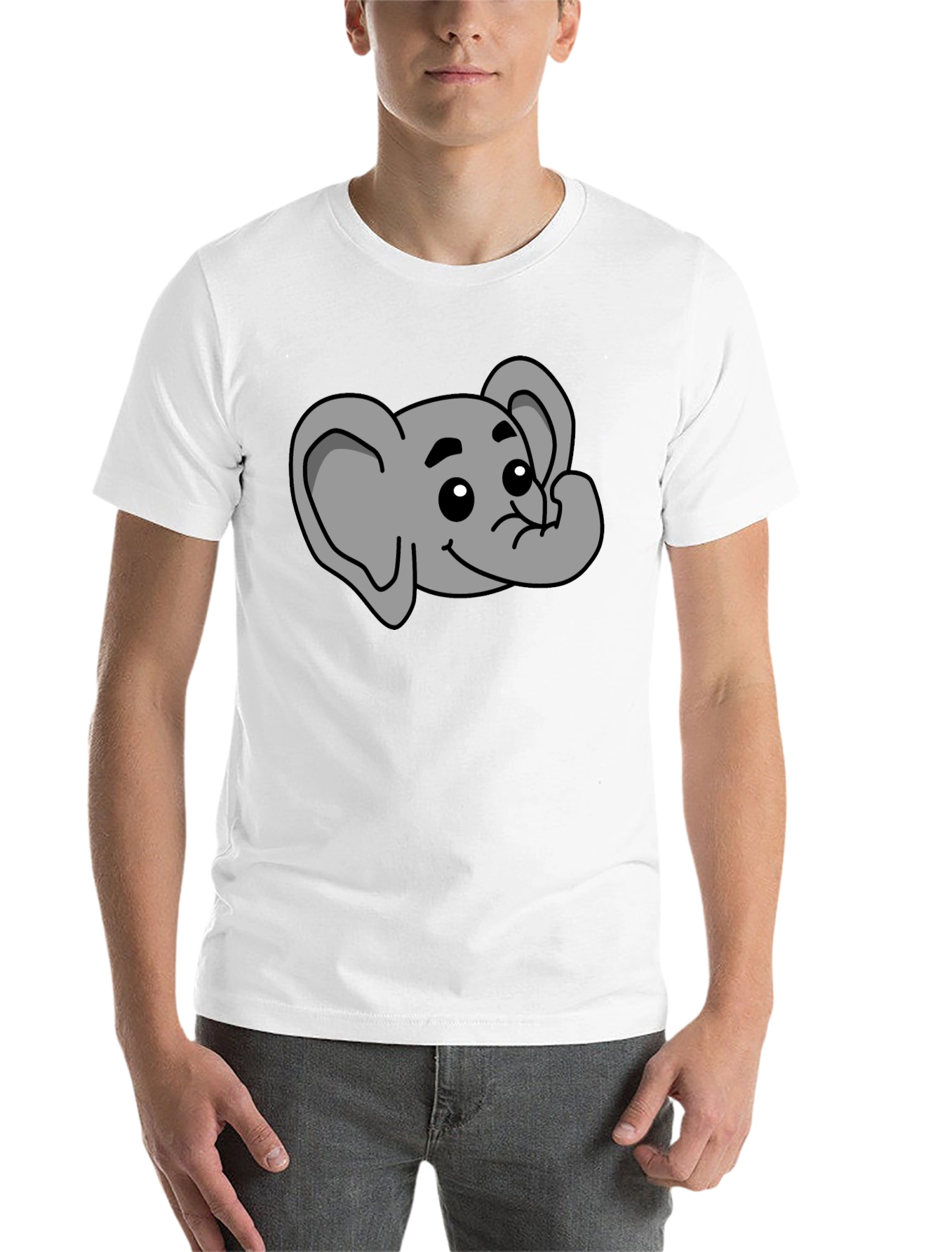 Black Cute Elephant Graphic T-Shirt - Black Cotton Tee view 14