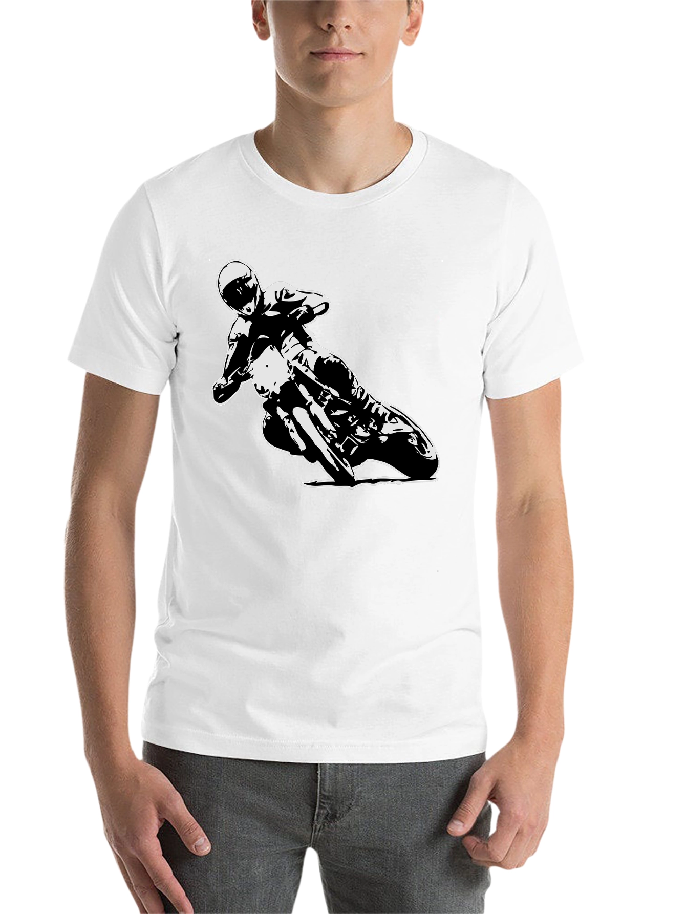 Black Motorcycle Rider Graphic Tee - Black Cotton T-Shirt view 14