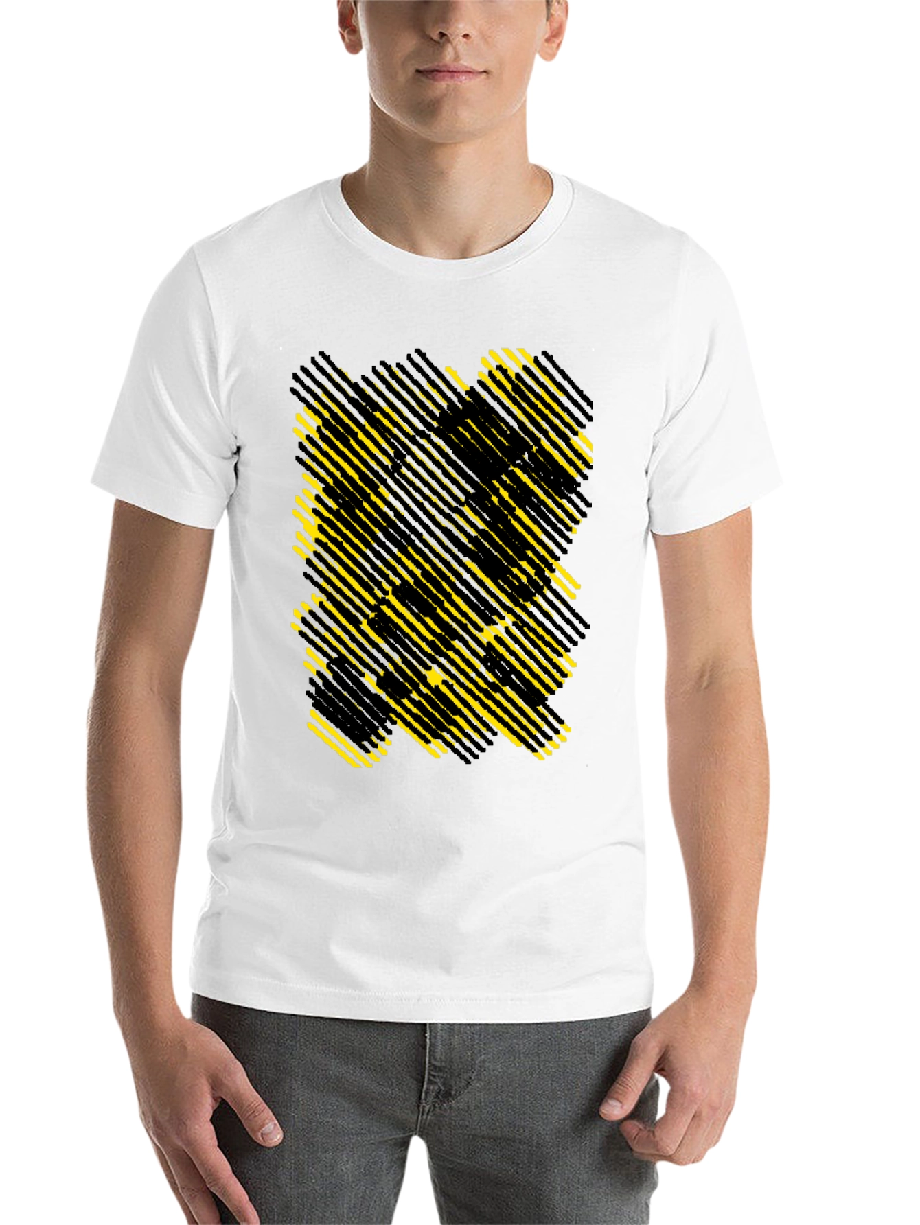 Black Abstract Geometric T-Shirt - Modern Graphic Tee view 14