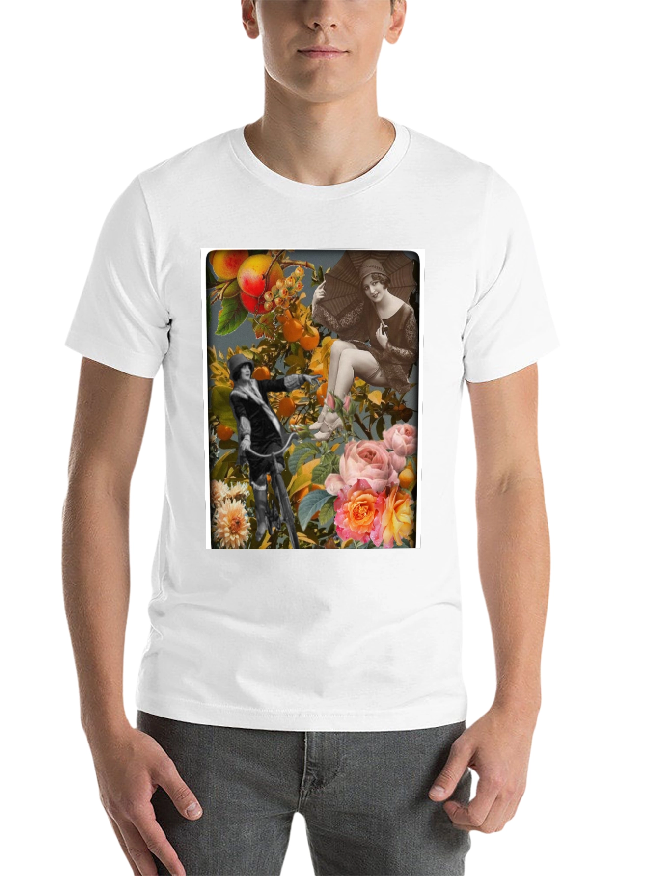 Black Vintage Collage Print Black T-Shirt view 14