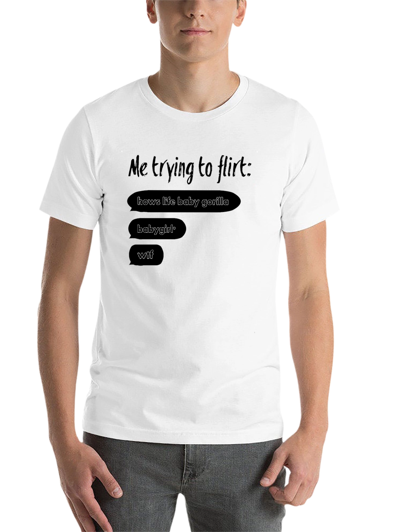Black Funny Flirting Attempt Graphic T-Shirt view 14