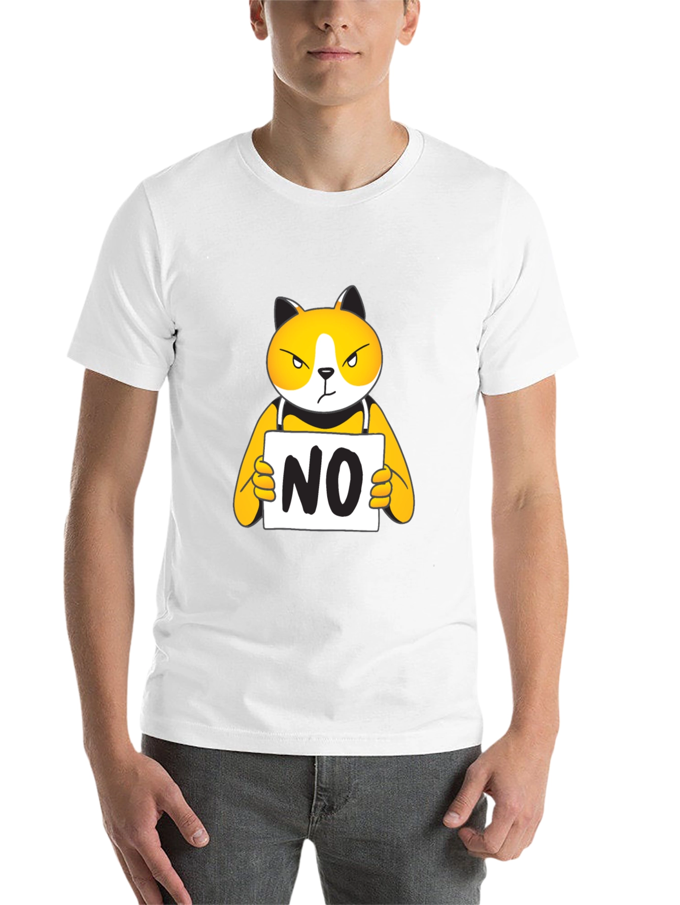 Black Funny 'NO' Cat Graphic T-Shirt view 14