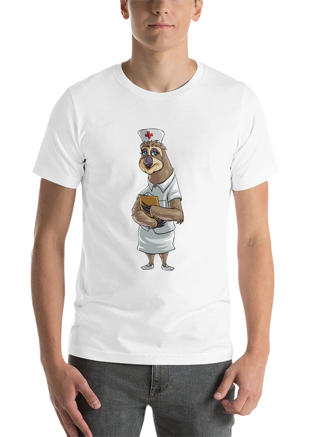 Black Sloth Nurse T-Shirt - Funny Cartoon Animal Tee view 14