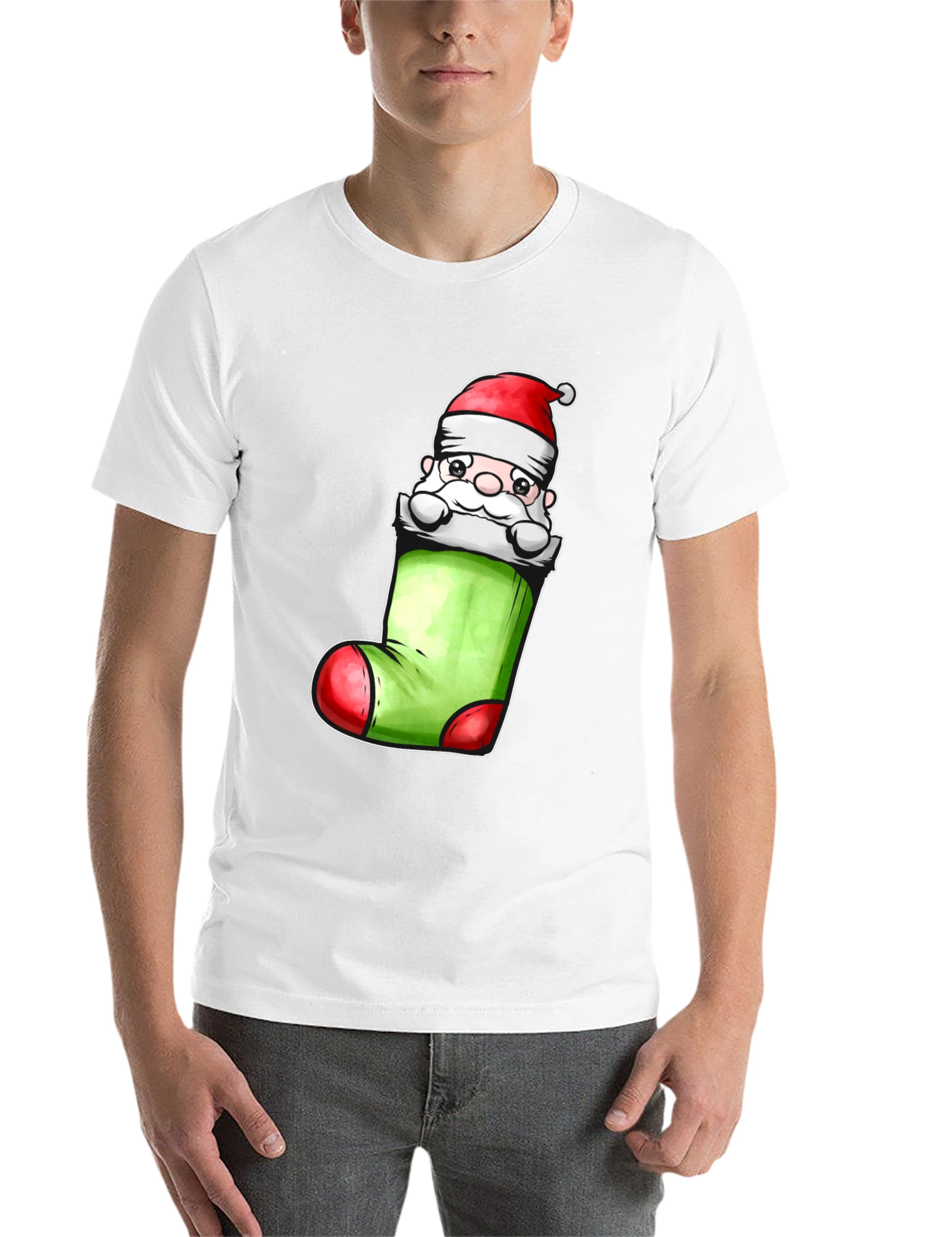 Black Santa in Stocking Graphic Tee view 14