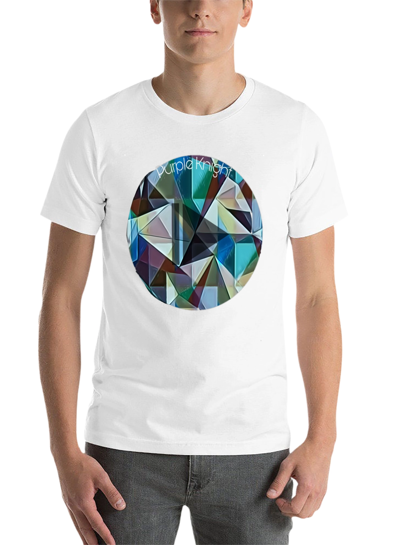 Black Purple Knight Geometric T-Shirt - Modern Artistic Design view 14