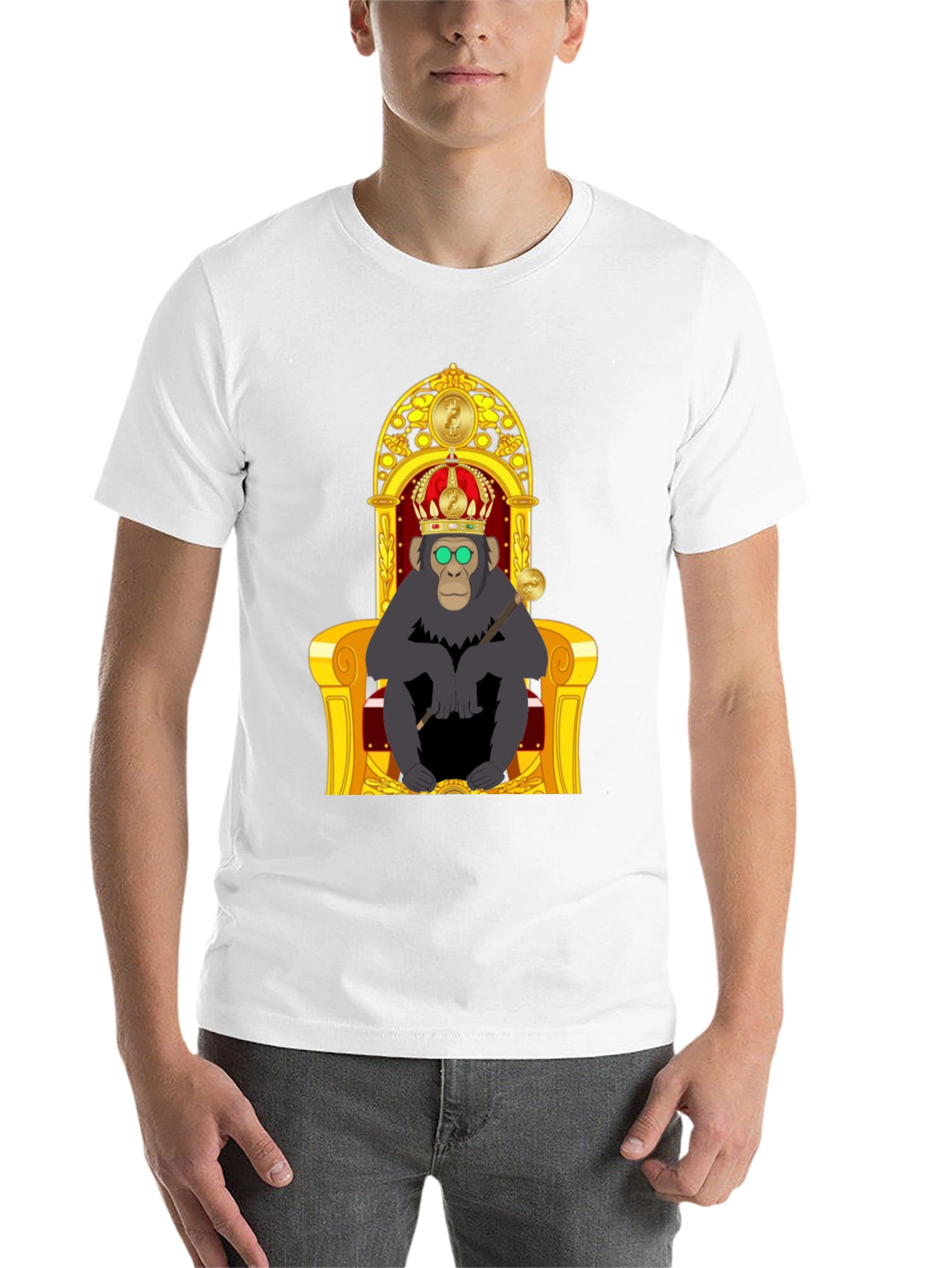 Black Ape King T-Shirt - Cartoon Gorilla on Throne view 14