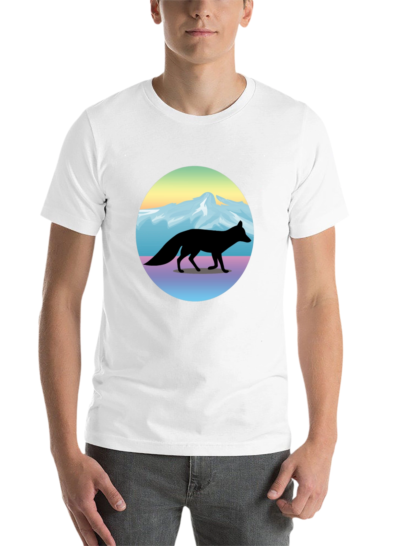 Black Fox Mountainscape Graphic T-Shirt - Unisex Black Tee view 14
