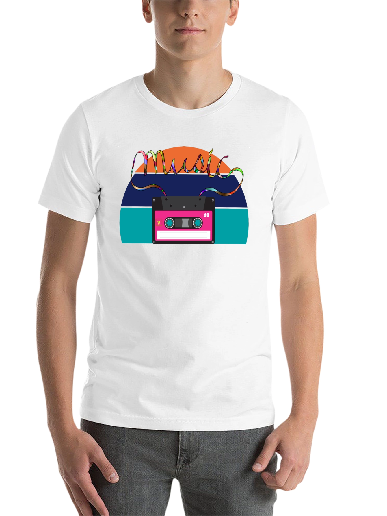 Black Retro Music Cassette T-Shirt - Vintage 80s Style view 14