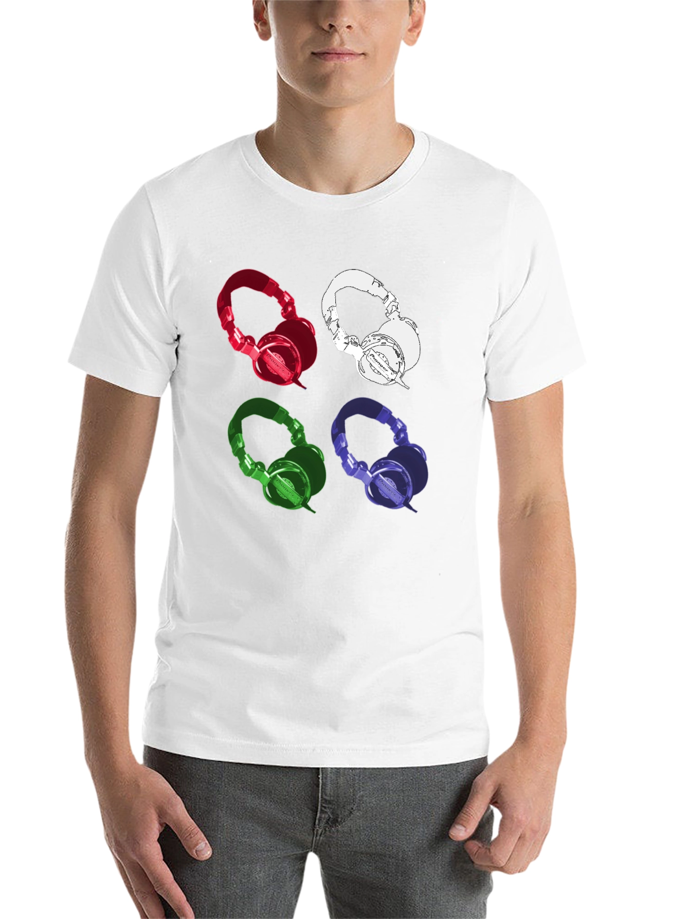 Black Colorful Headphones Graphic Print Tee view 14
