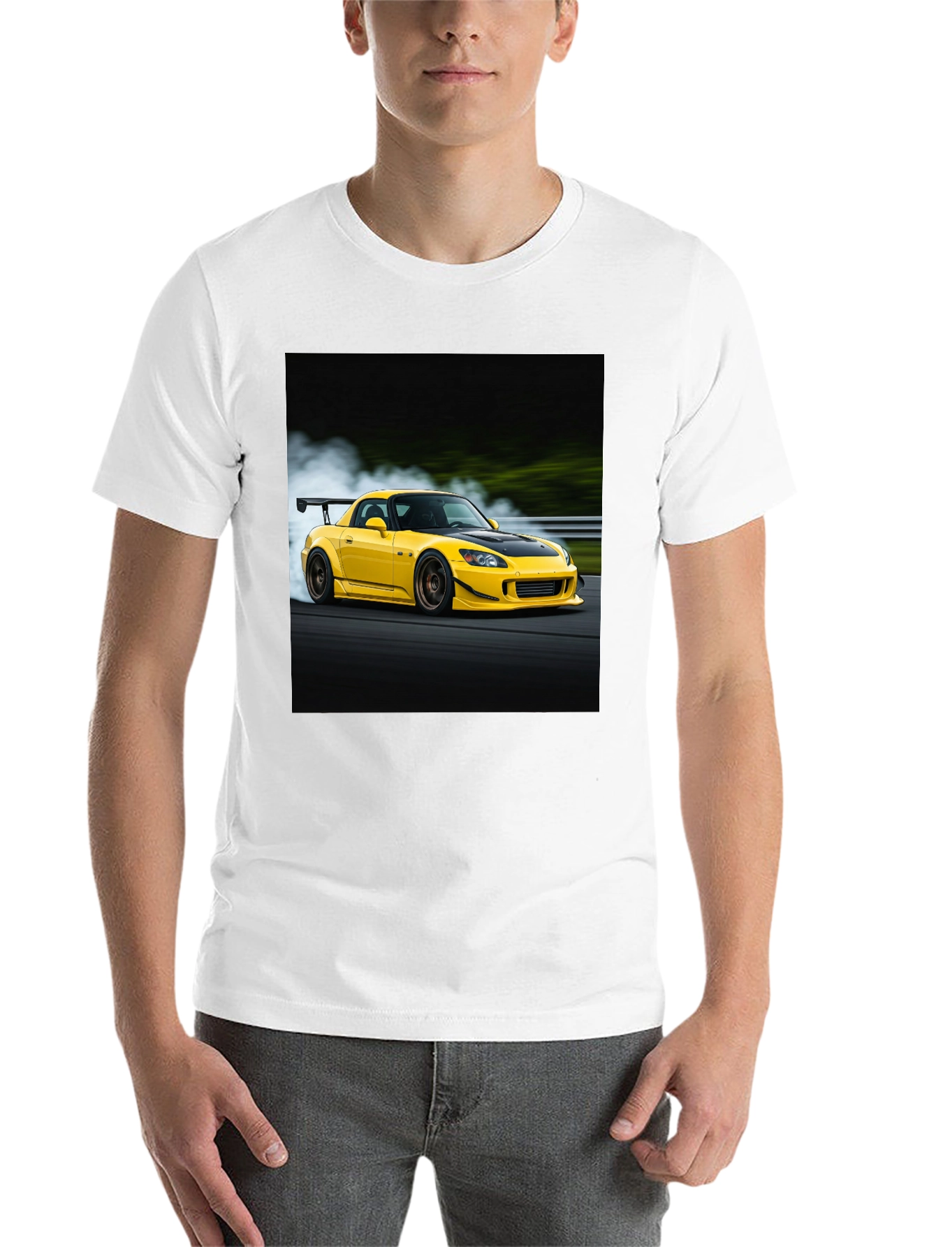 Black Yellow Car Graphic Tee - Black Cotton Blend view 14