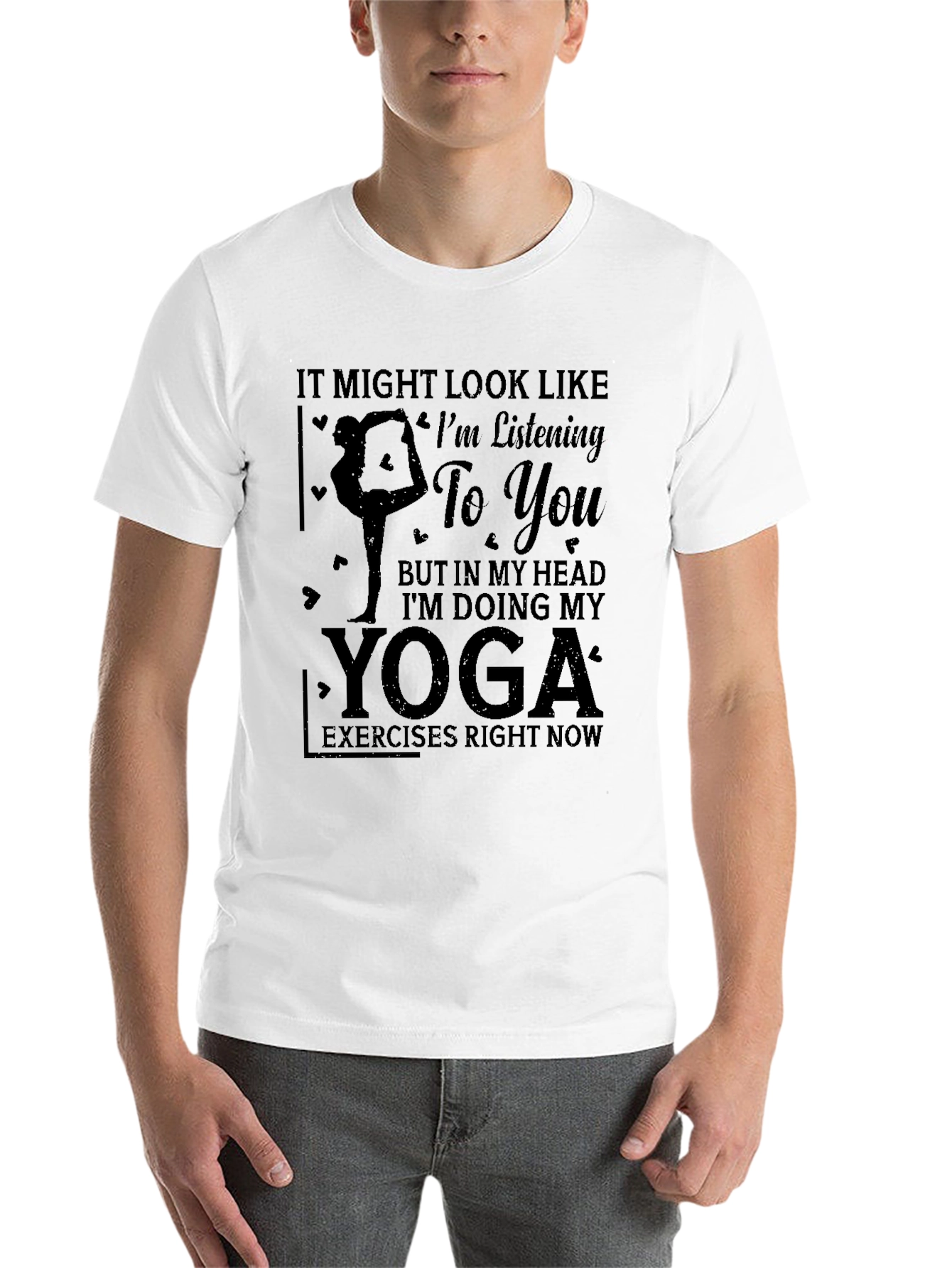 Black Yoga Lover T-Shirt: I'm Doing Yoga In My Head Tee view 14