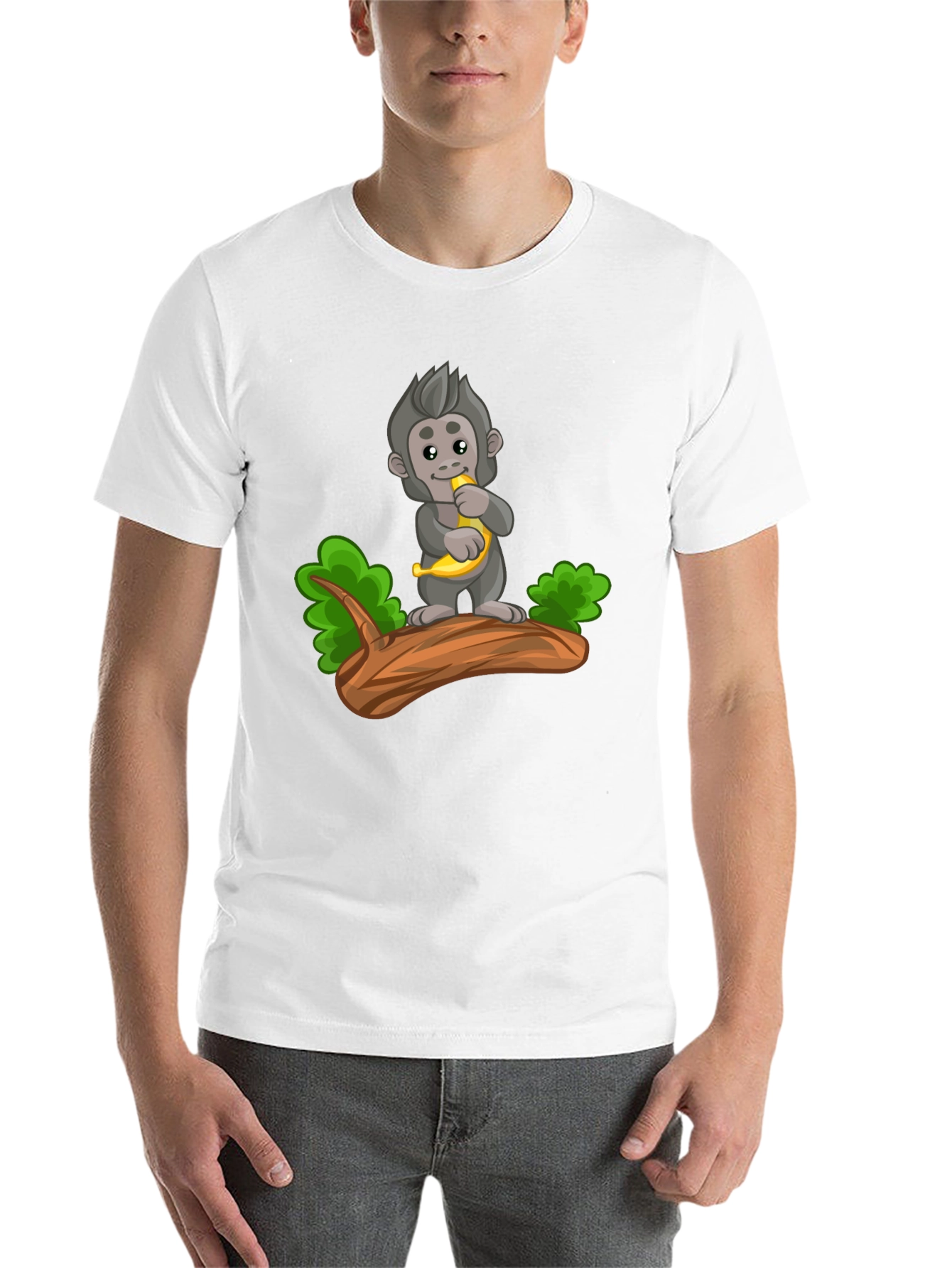 Black Monkey Banana Cartoon Black T-Shirt view 14