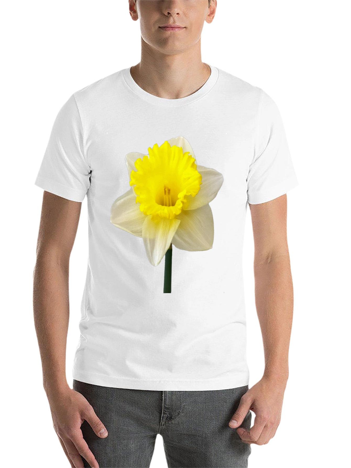 Daffodil Flower Graphic T-Shirt - Black Casual Tee - 14