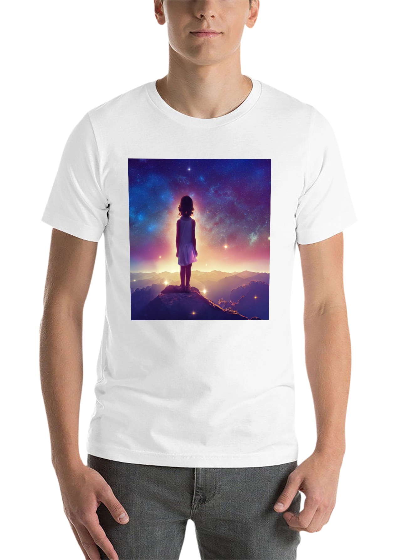 Black Cosmic Dreamer Graphic Tee - Black Cotton Blend view 14