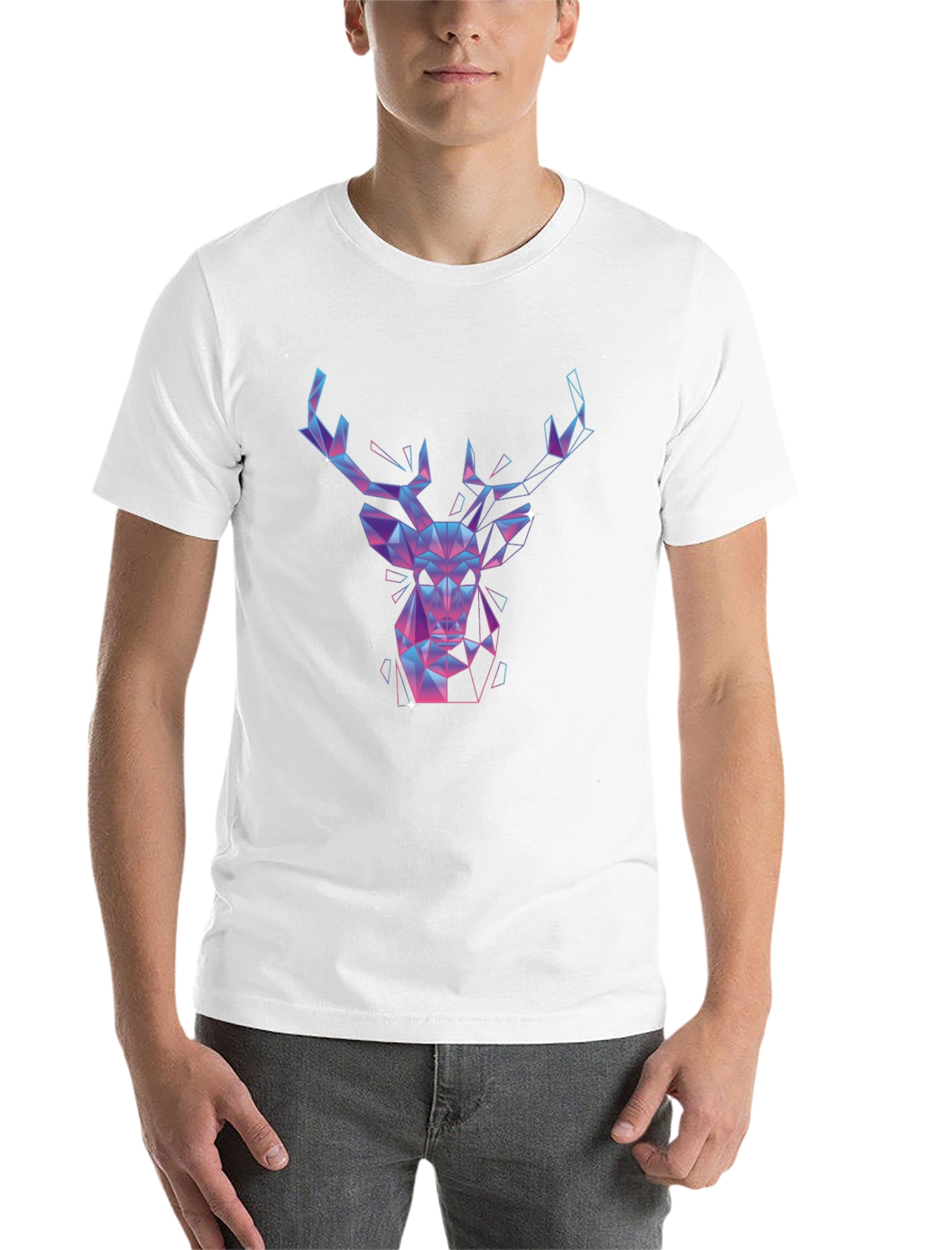 Black Geometric Deer Graphic Tee - Black view 14